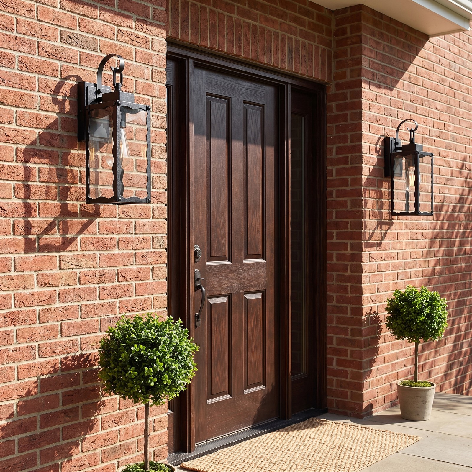 2 Pack 15″ Outdoor Wall Light Glass Porch Exterior Mount Sconce Black Fixture