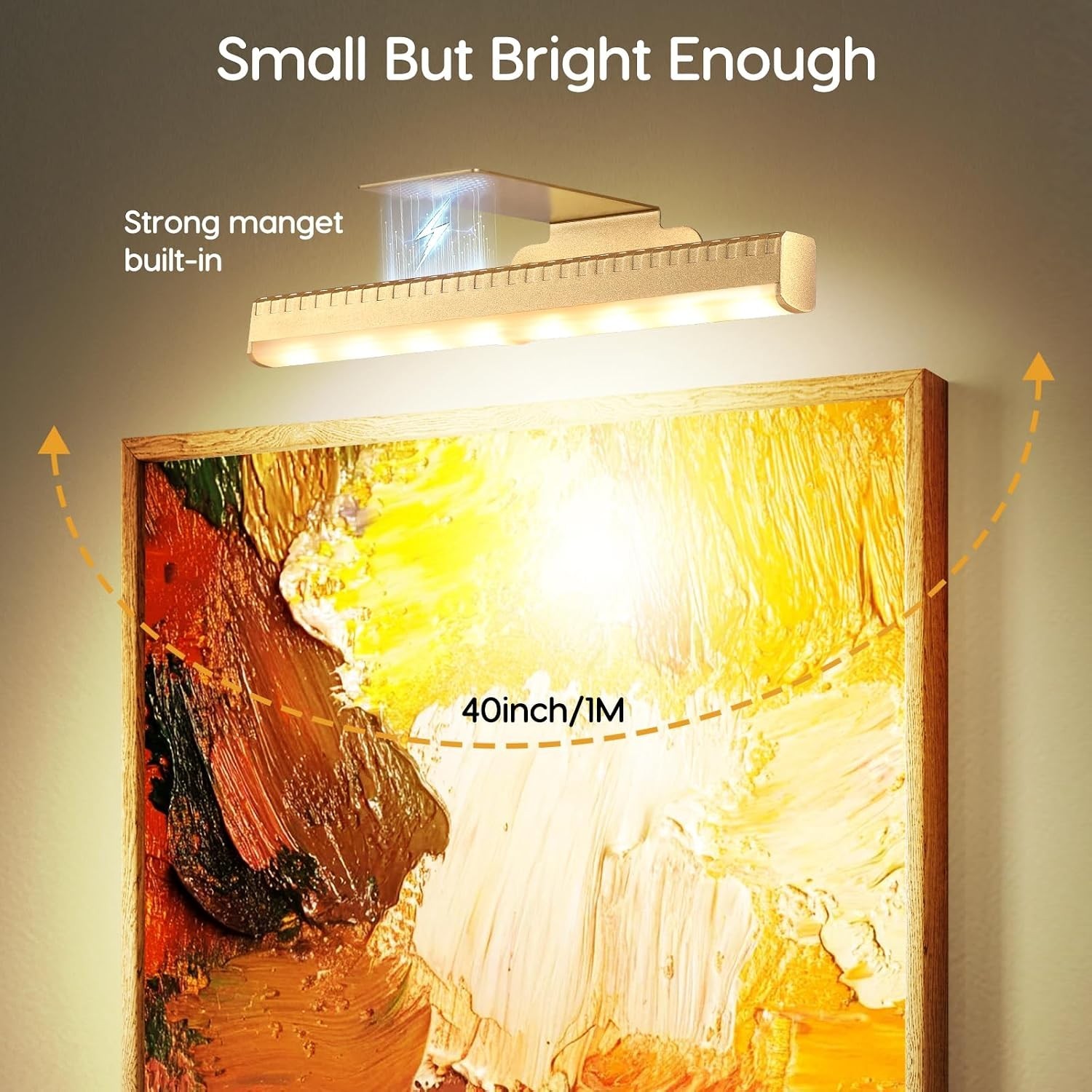 Elegant Gold Picture Light Set – Dimmable, Remote Control with Timer Function
