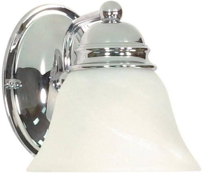 SATCO Nuvo 1 Light Polished Chrome Vanity Light with Alabaster Glass Bell Shade
