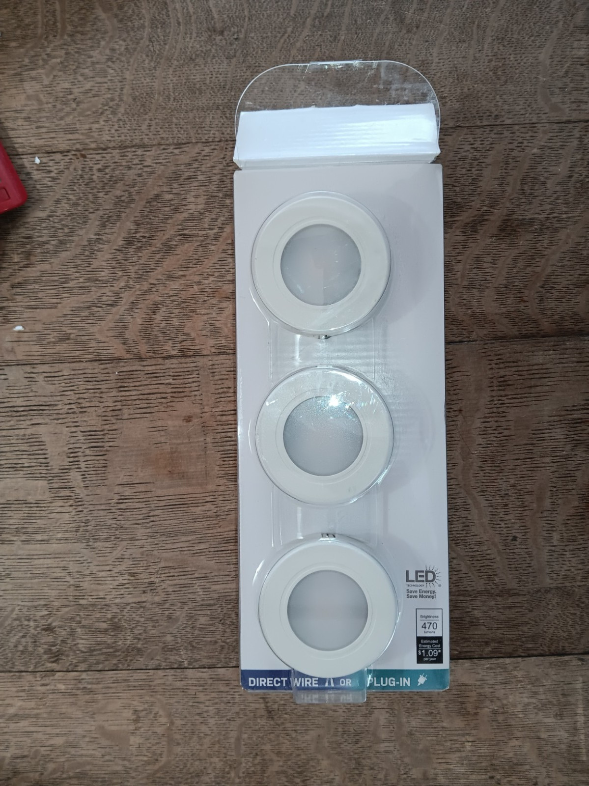 Plug-In 3-Light White Dimmable Integrated LED Under Cabinet Puck Light withJ-box