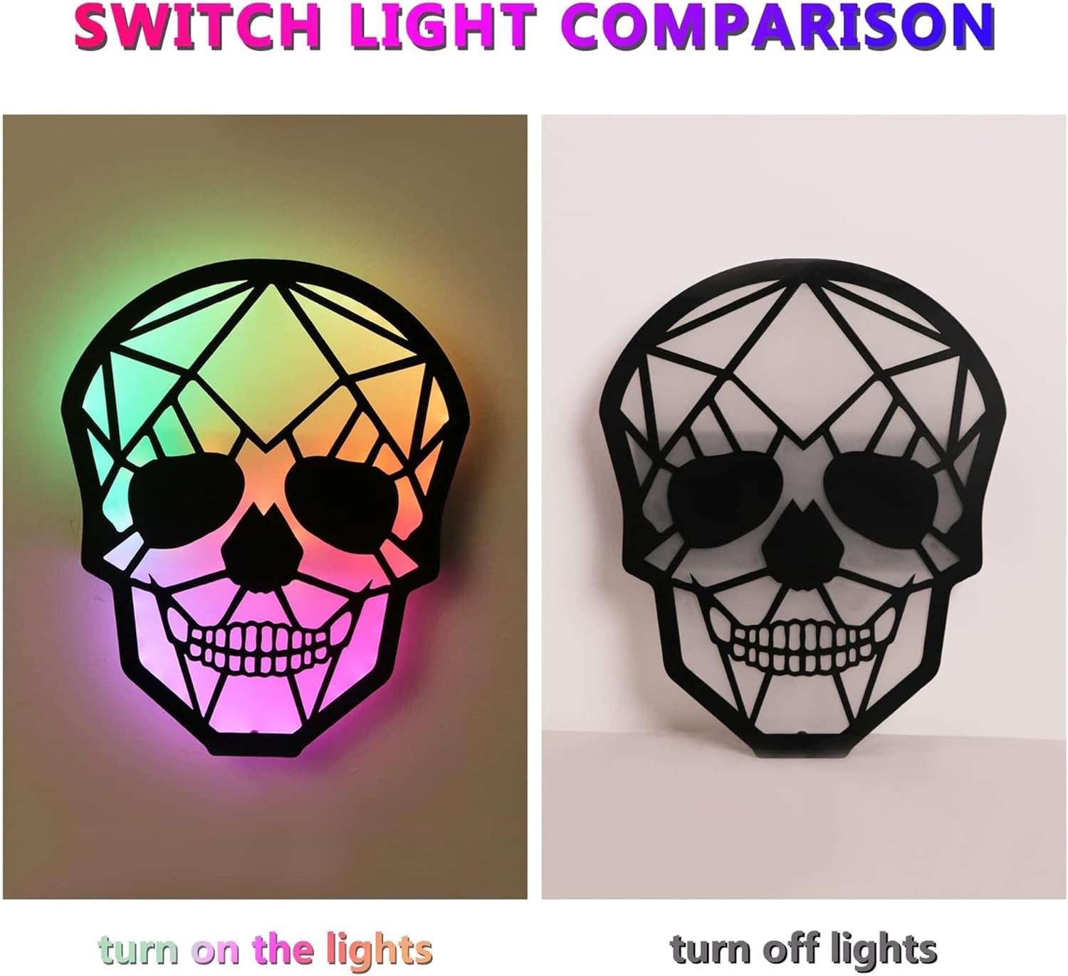 Rechargeable RGB Wall Light with APP Control, Battery, Smart, Skull Design