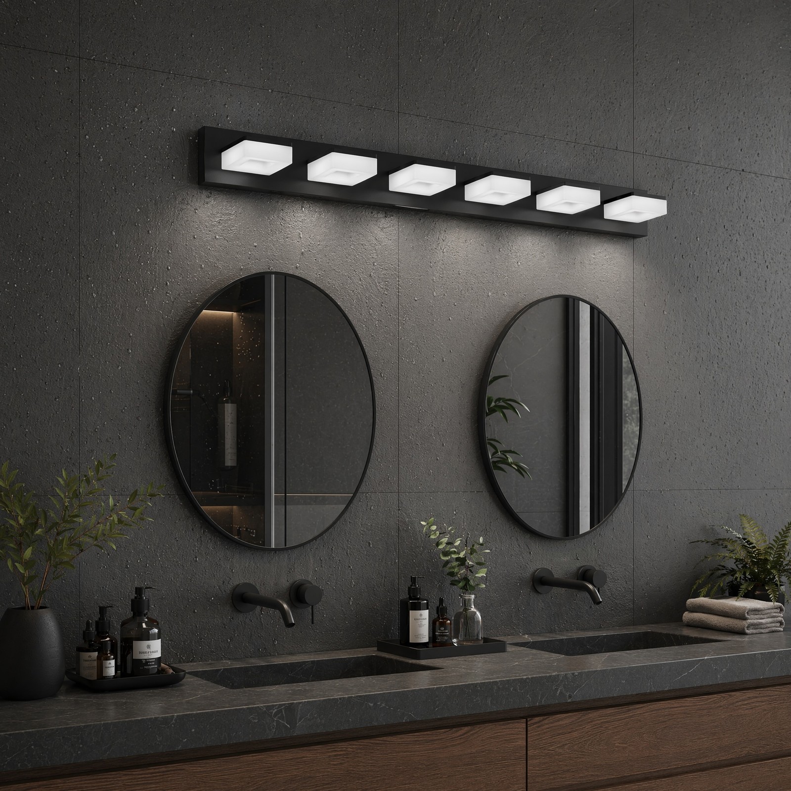 39» Vanity 6 Light LED Modern Bathroom Over Mirror Wall Sconce Black Fixture