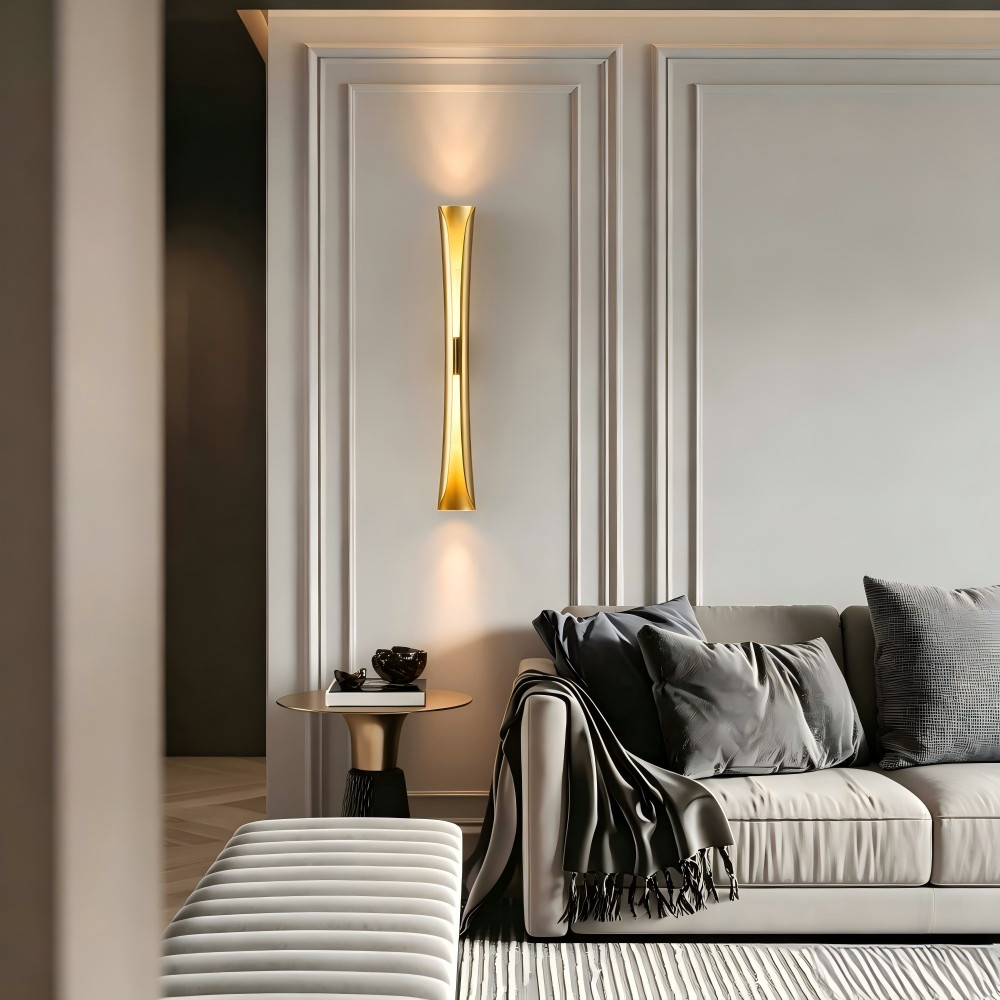 Minimalist Curved Gold LED Wall Light Long Sconce Living Room Bedroom Home Decor