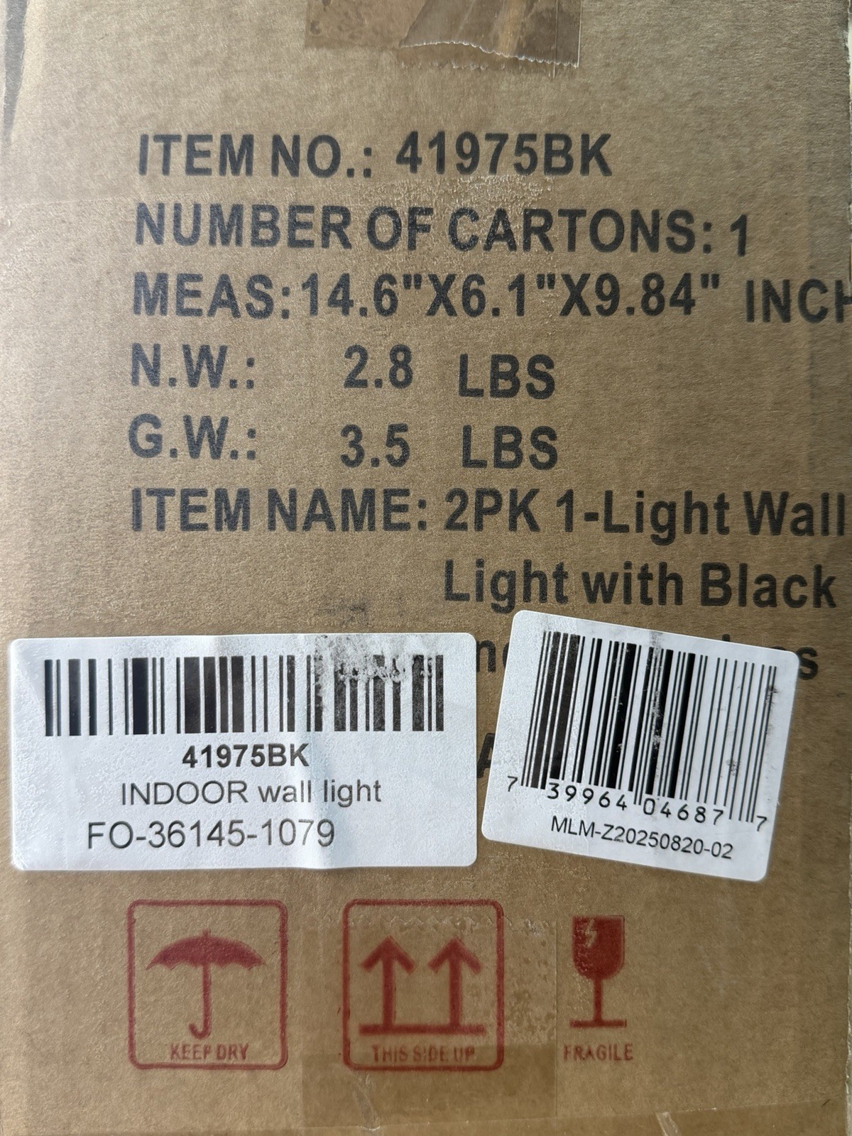Dreams Idea 41975BK 2-Pack 1-Light Black Wall Sconce w/ Switch