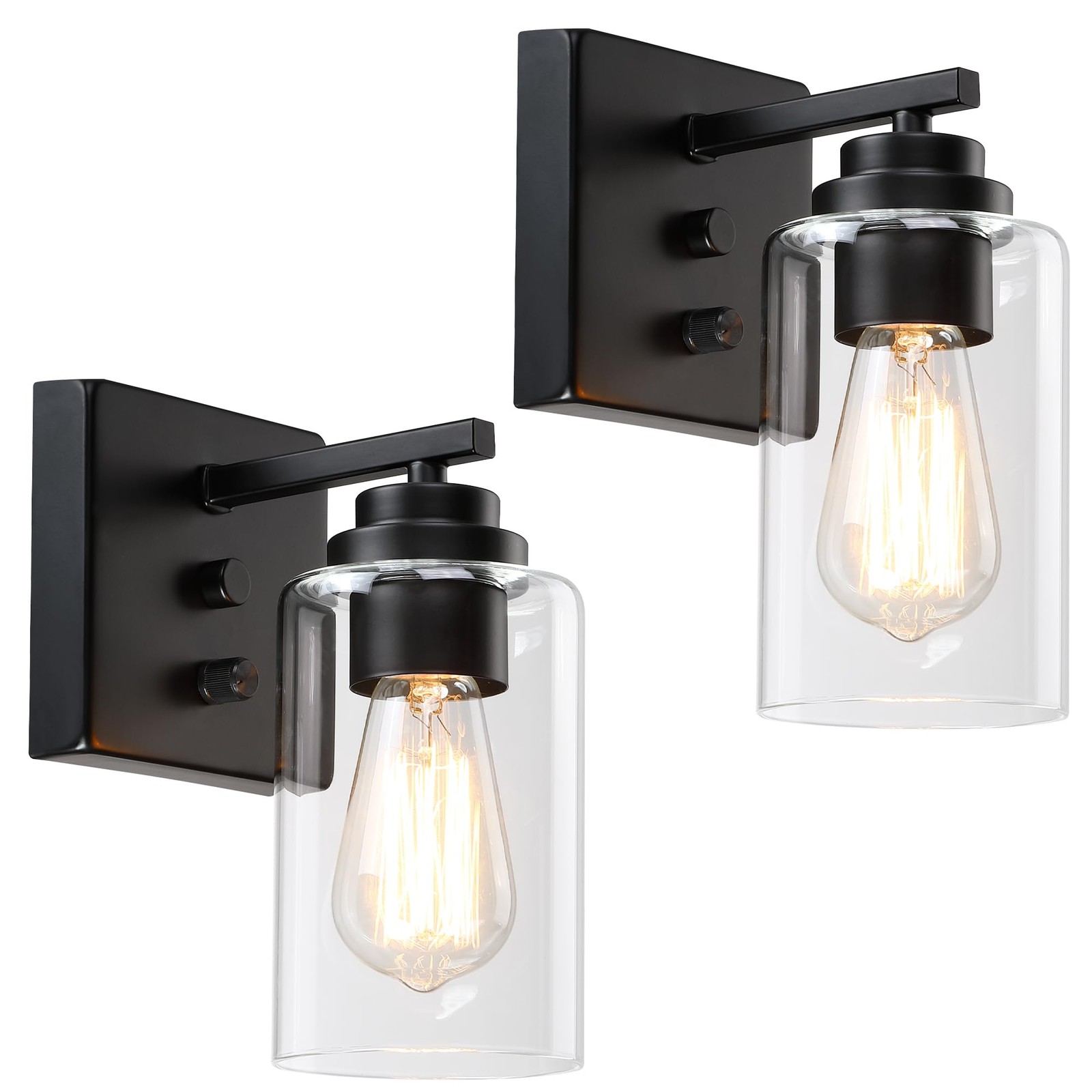 Wall Sconces Set of Two, Bedside Wall Lamps with Rotary Switch for Bedroom, M…
