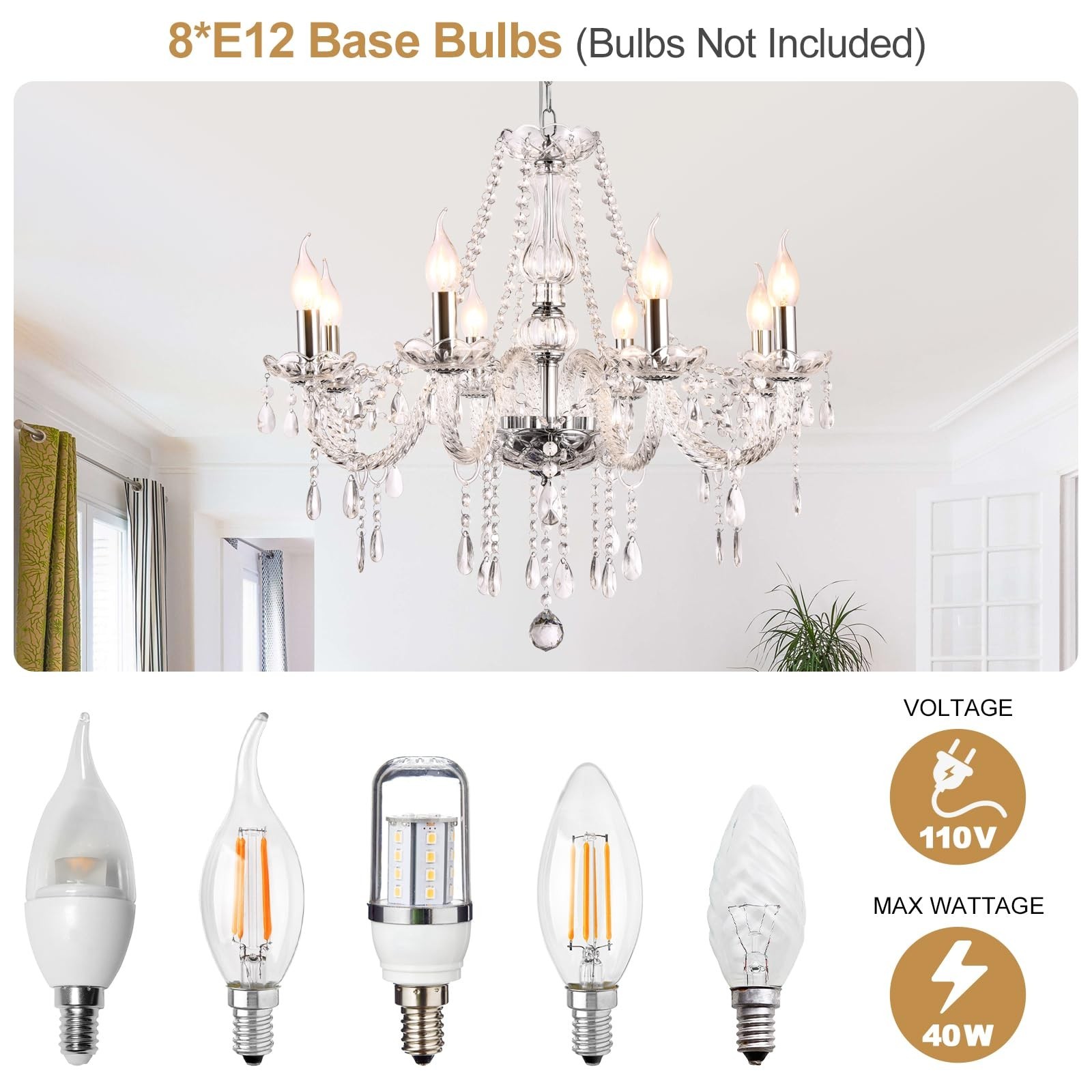 Modern Elegant 8 Lights K9 Crystal Glass Chandelier Pendant Ceiling Lighting …