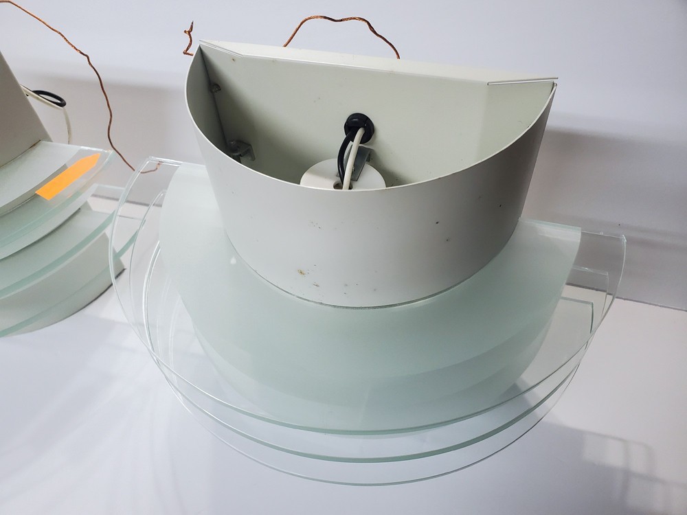 Set of 2 Vintage IKEA Drittel Metal & Glass Art Deco MCM Wall Sconces Lights