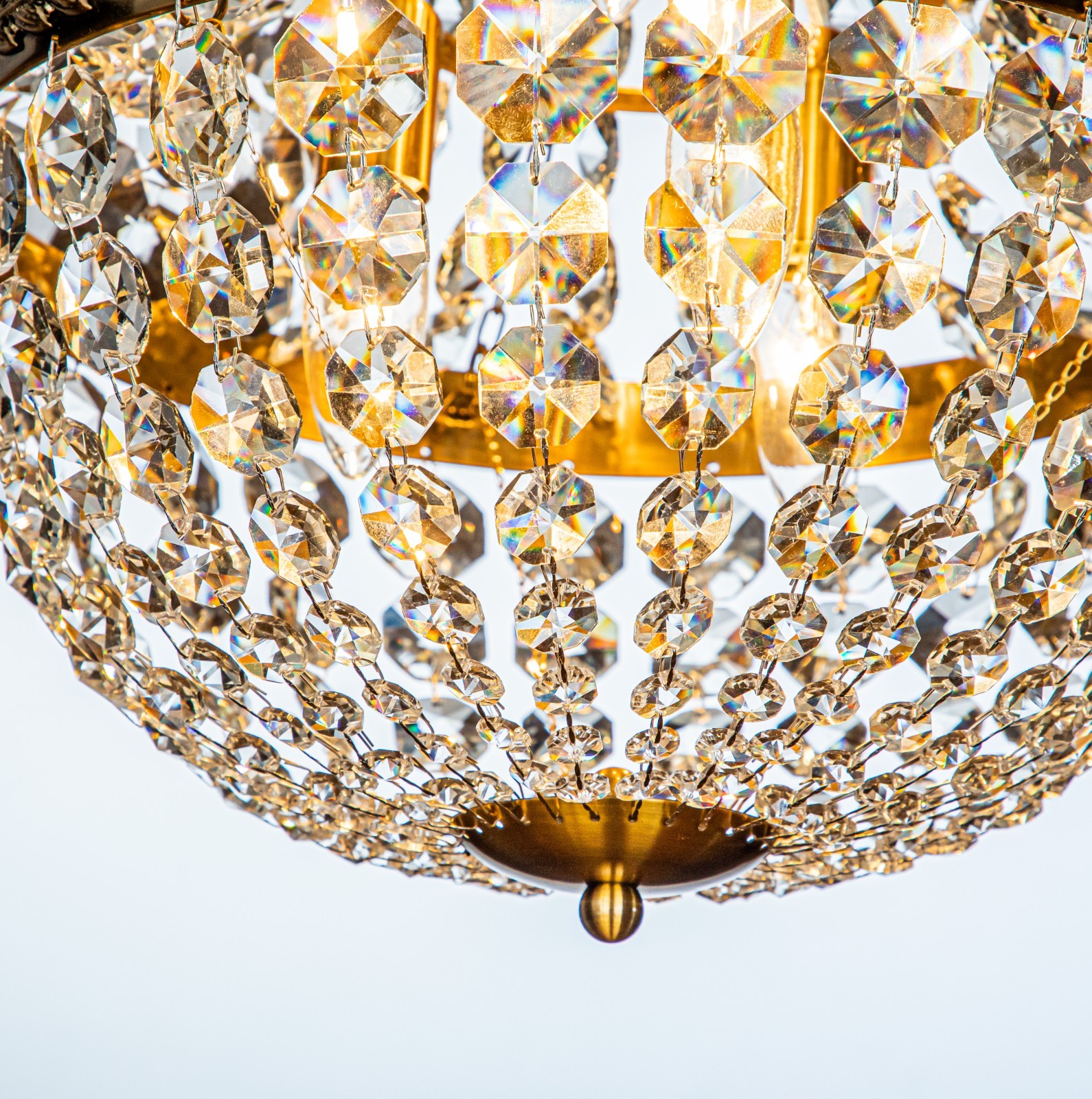 OpenBox 4-Light Vintage Crystal Basket Chandelier in Antique Gold With Crystal