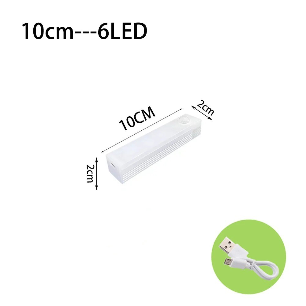 LED Motion Sensor Under Cabinet Closet Light USB Rechargeable Kitchen Strip Lamp