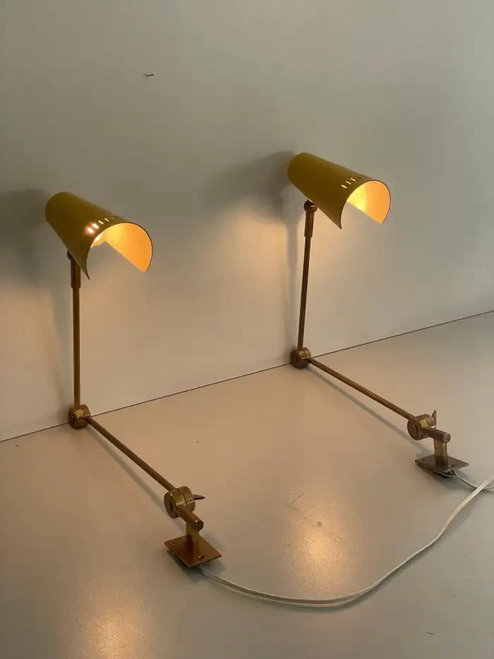 Orange Metal and Brass Pair of Sconces by Colombocreationz, 1960, India
