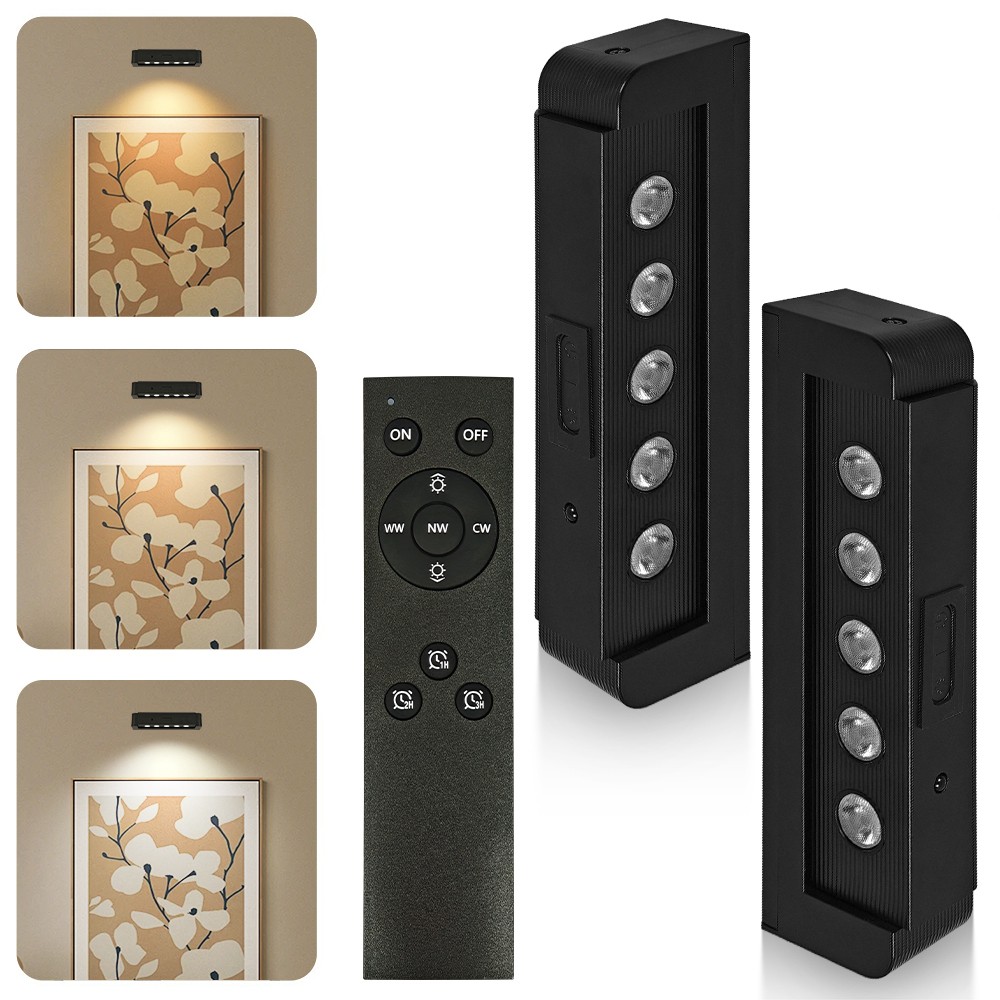 2PCS Rechargeable Remote Spot Lights with Timer Dimmable Battery Operated Light