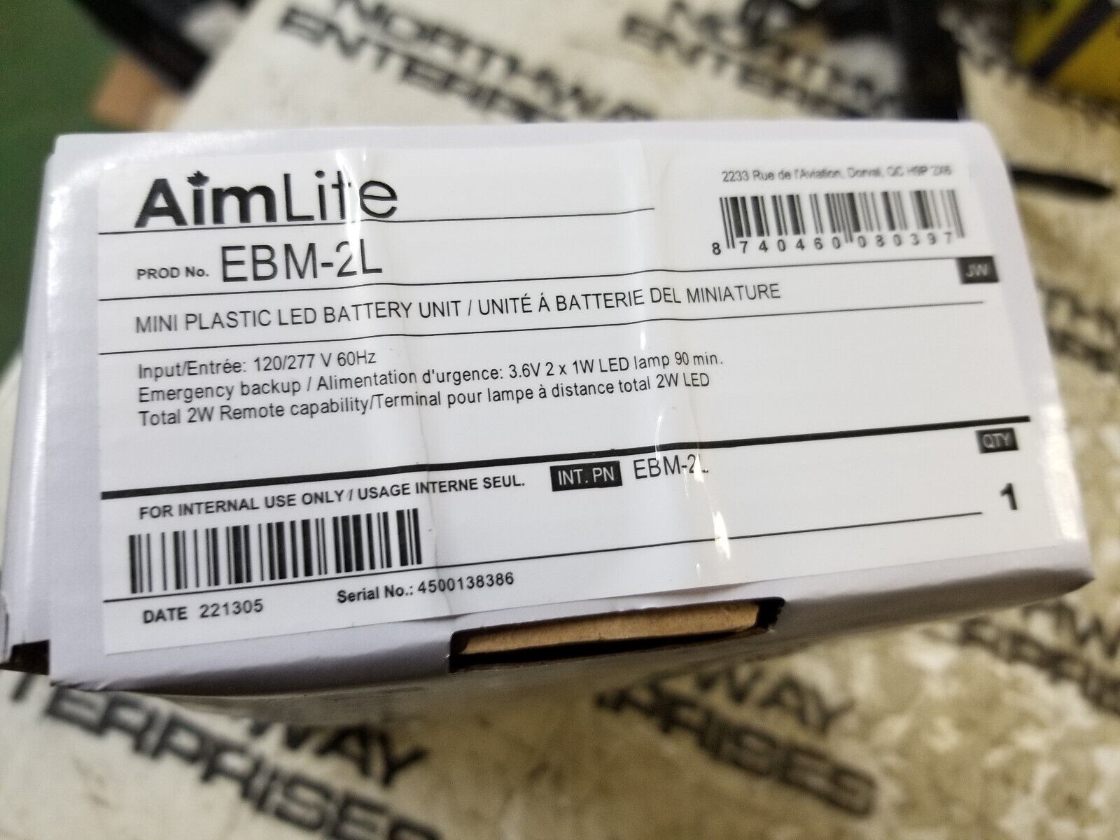 AIMLITE EBM-2L MINI BAT UNIT2HDS/1WLED2W REM CAP