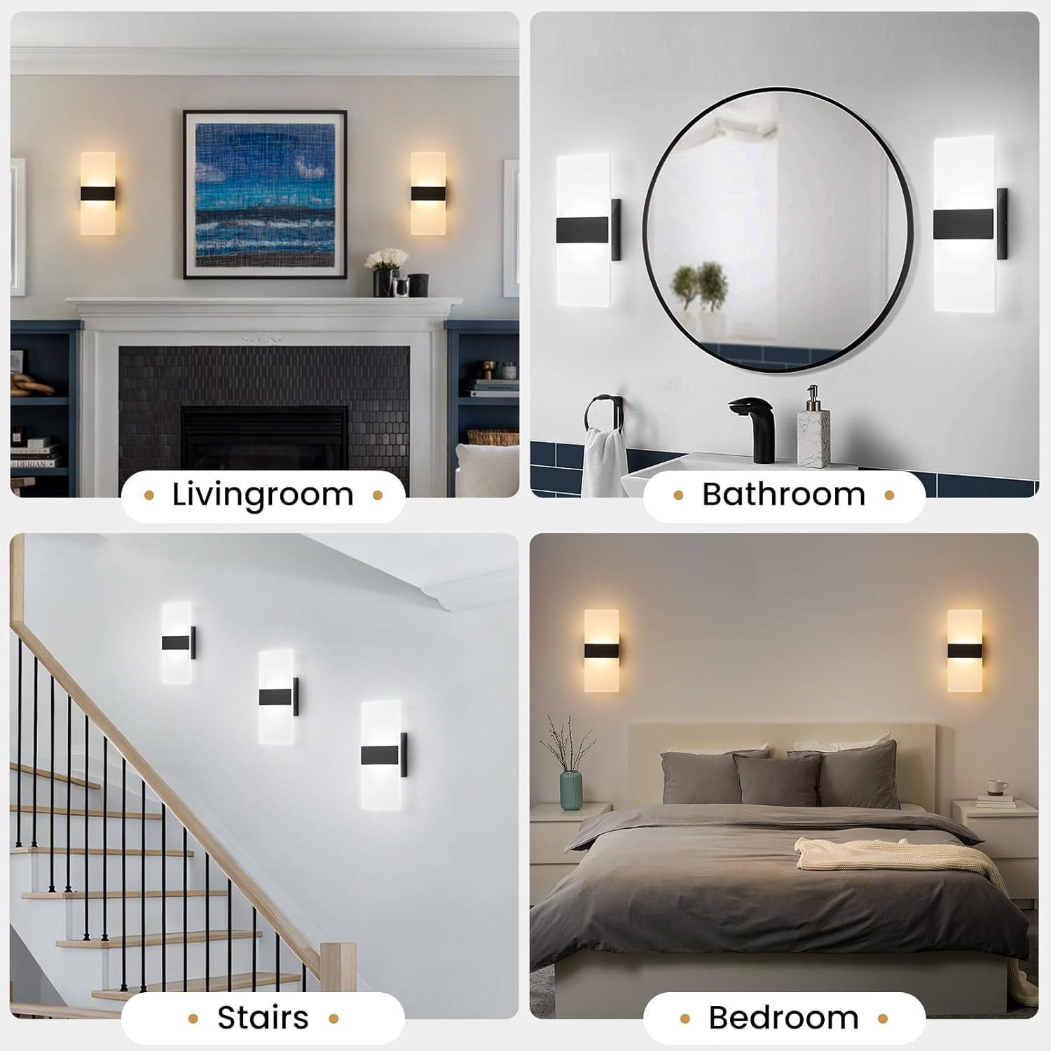 LED Wall Sconces Set of One, Two Dimmable Indoor Wall Lights, 5CCT 2700K-5000