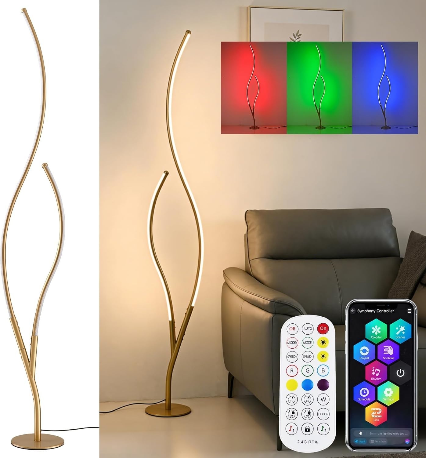 RGBWIC Floor Lamps Smart Corner Lamp with APP and Remote Lights with Music Sync