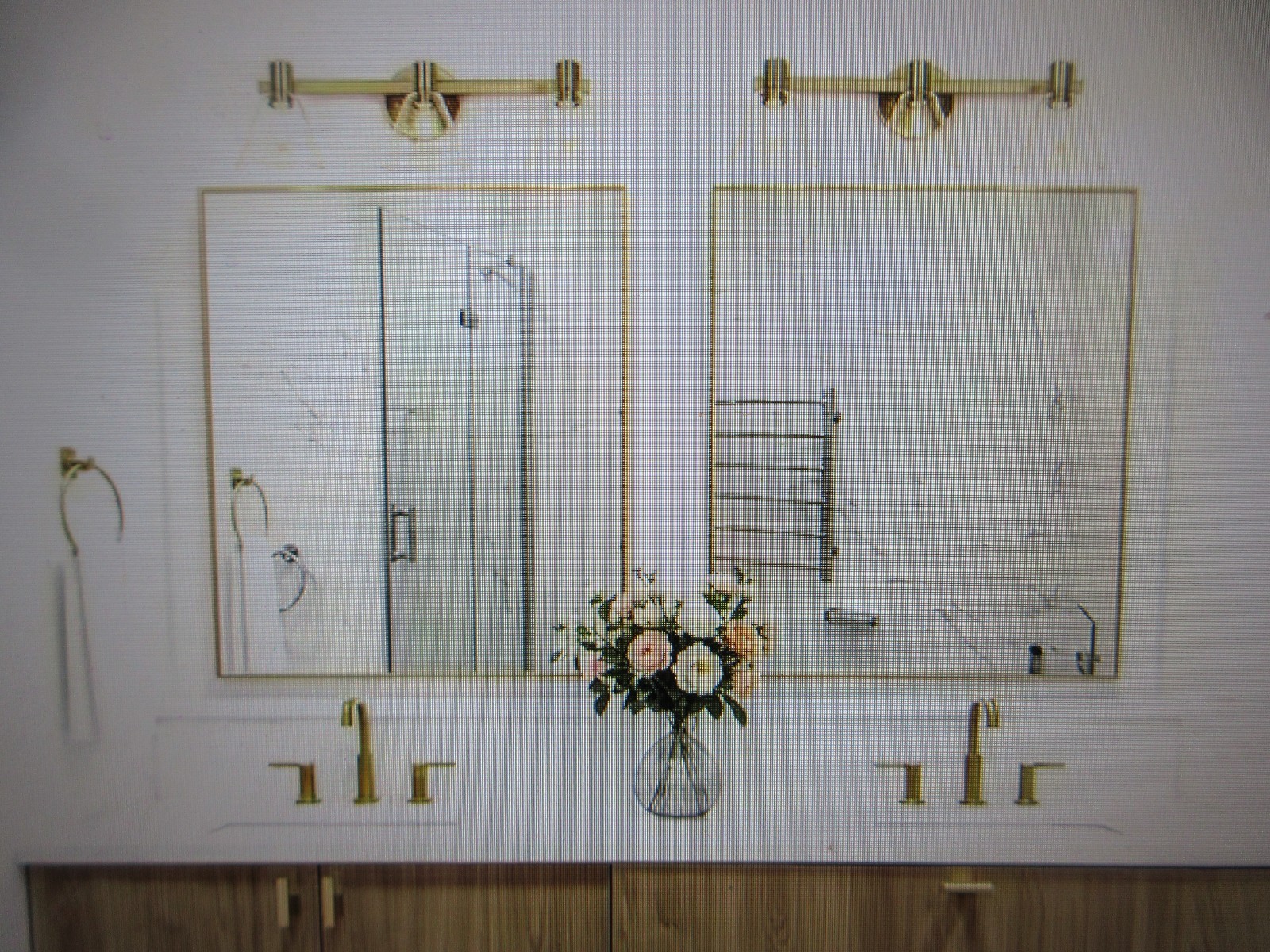 LNC Modern 21.5 in. W 3-Light Plated Natural Brass Vanity Light with Bell Shade