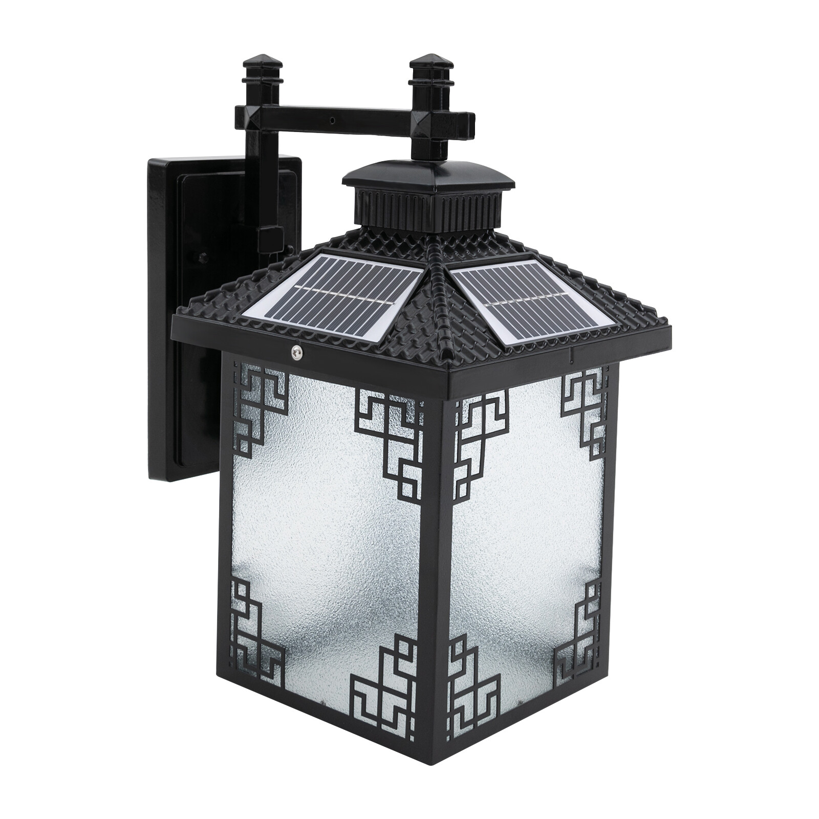 Black Solar Outdoor Wall Light Fixture 110-220V For Yard, Porch, Garage, Garden