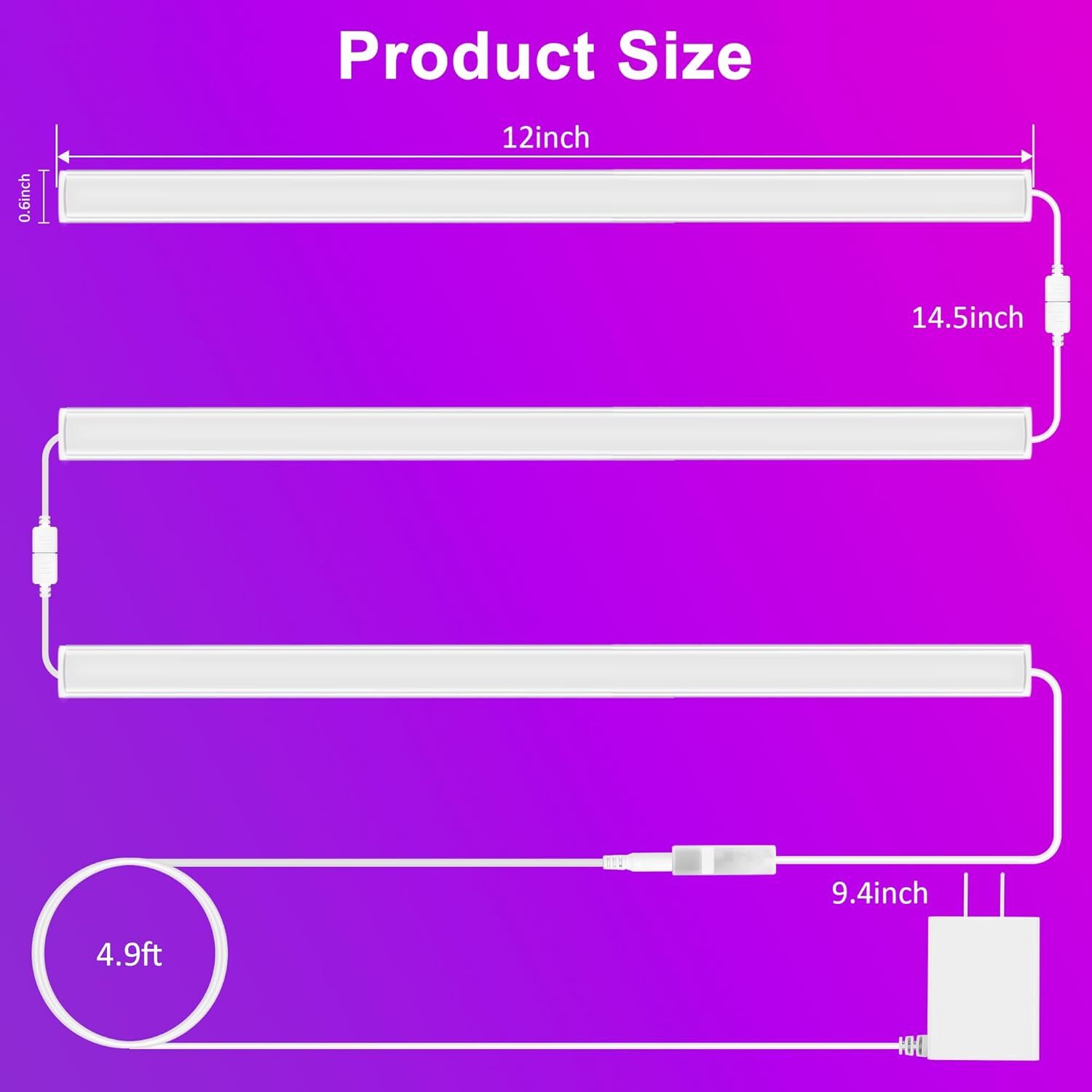 3 Pcs Rgb Under Cabinet Lights Kit, Smart App And Remote Control Under C