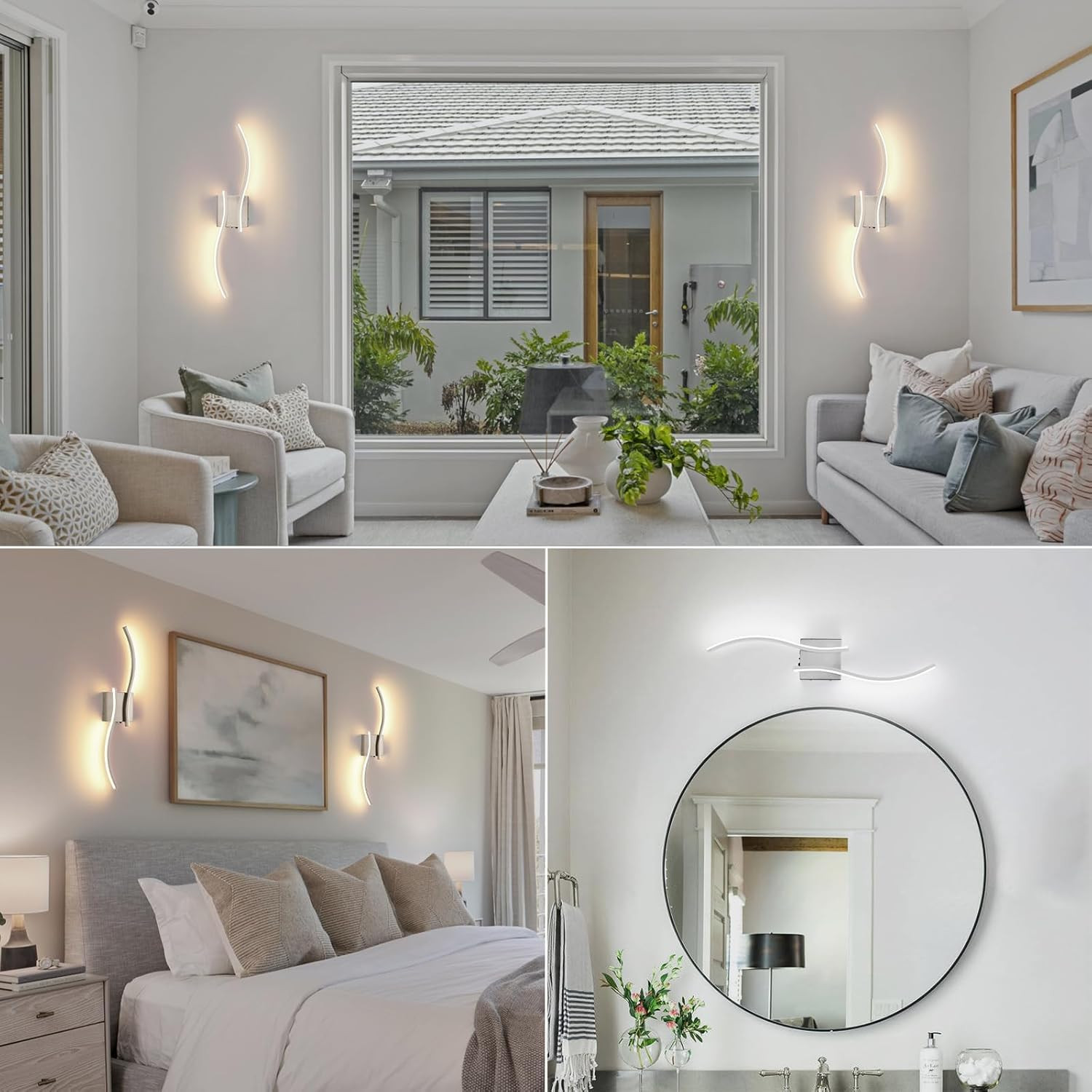 Dimmable LED Wall Sconces Set of 2, Rechargeable Wireless Lights with Remote