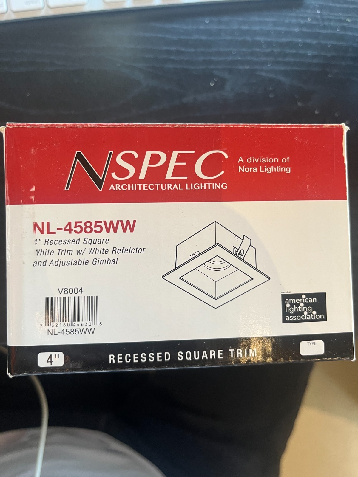 NSPEC NL-4585WW 4″ Recessed Square White Trim W/ White Reflector and Gimbal
