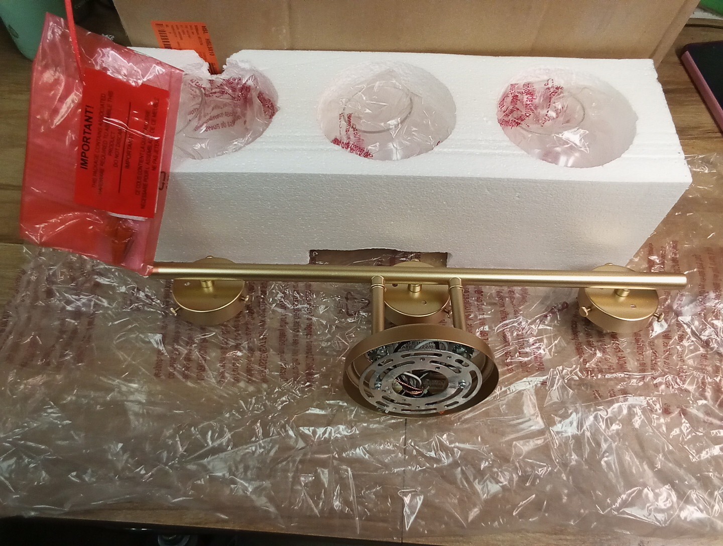 Unbranded Gold 3-Light Vanity With Orb Glass Shades