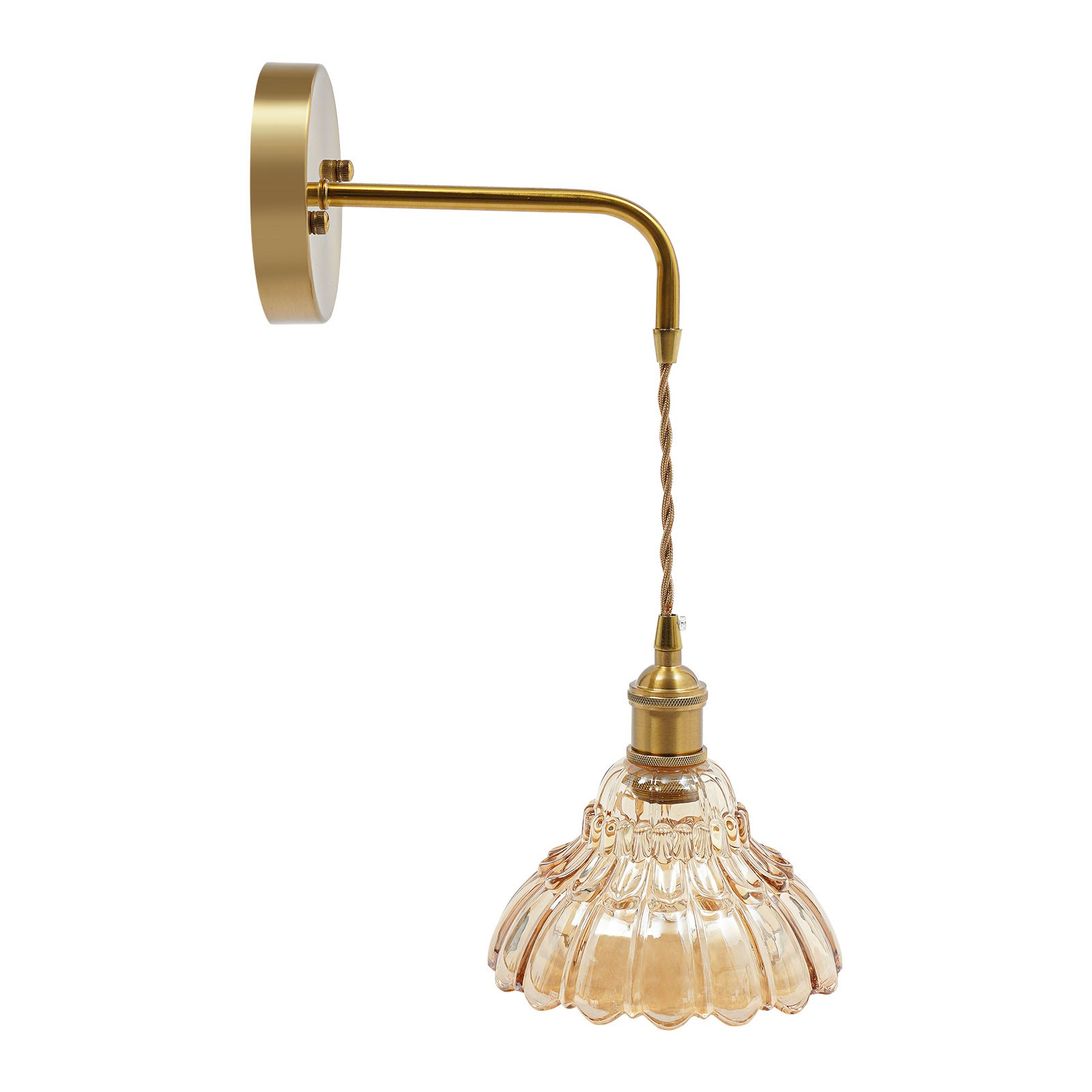 Living Room Wall Light Fixtures 2 Pack, Gold Vanity Lights With Floral Lampshade
