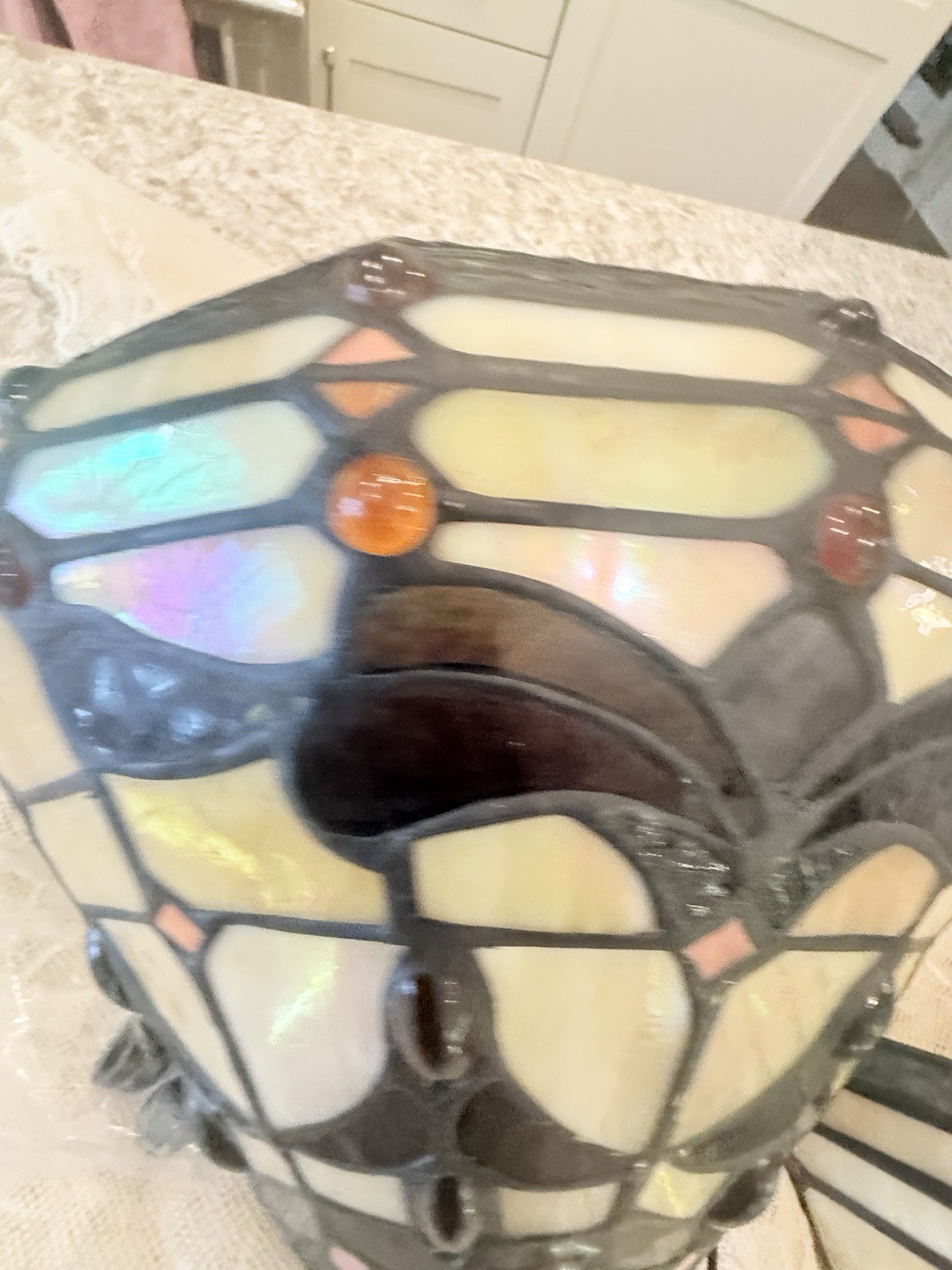 Pair Vtg Stained Glass Wall Sconce Light Lamp Fixture Tiffany Style Hard Wire