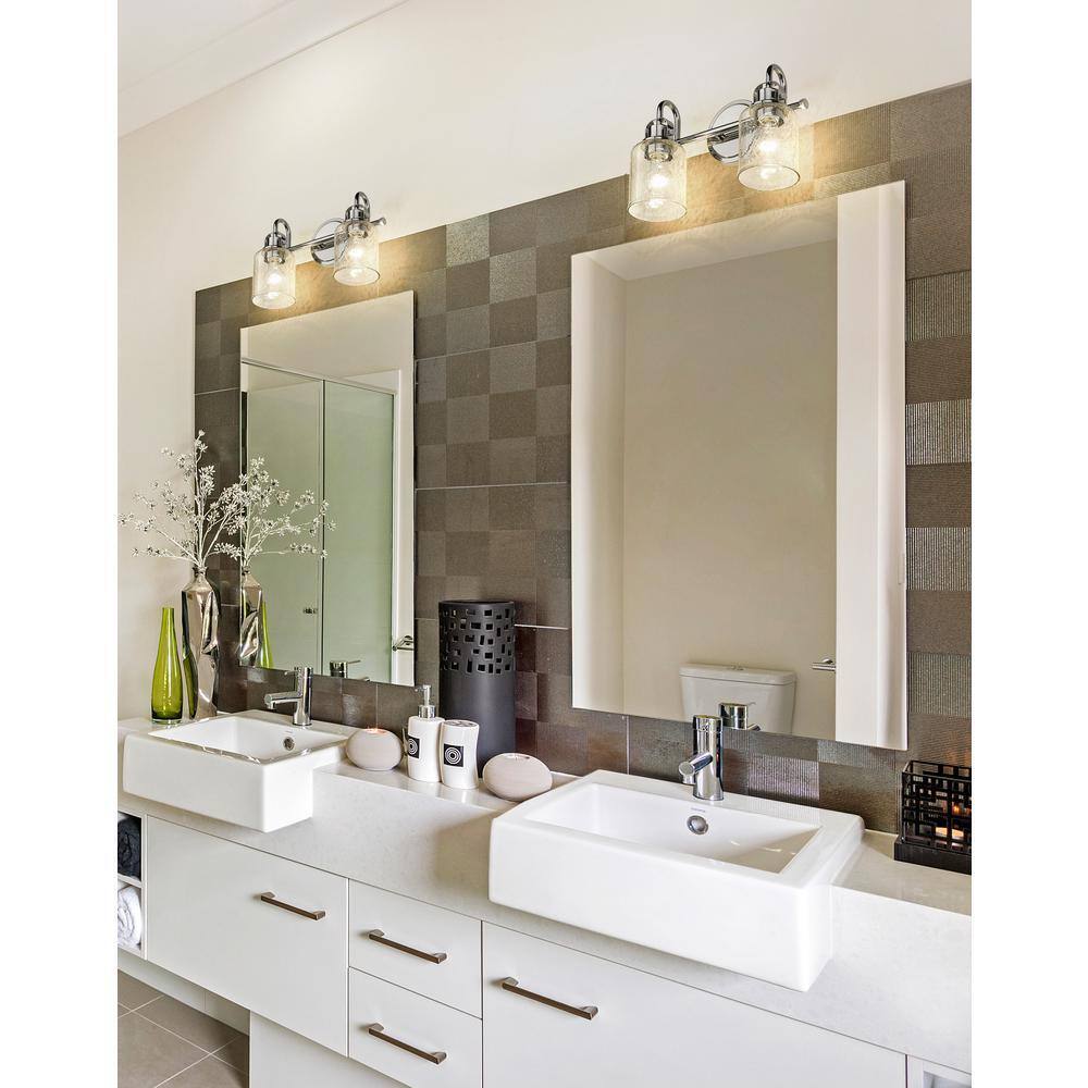 Z-Lite Kinsley 14.5 in. 2-Light Chrome Vanity Light w/ Clear Seeded Glass Shades