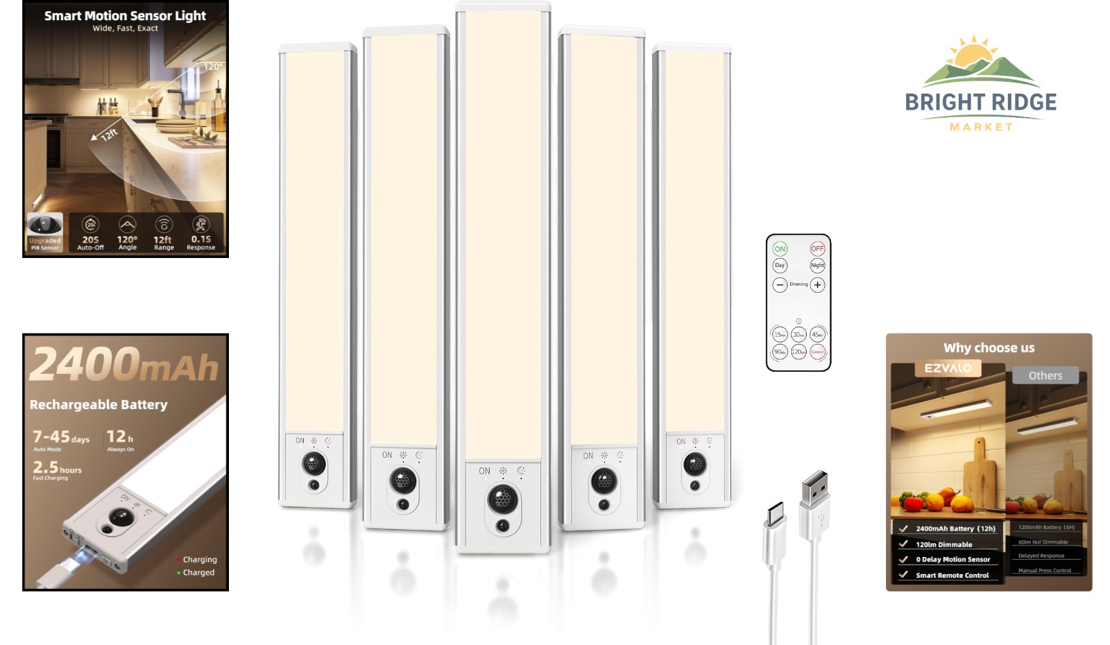 Energy Efficient LED Under Cabinet Lighting with Timer and Remote Control