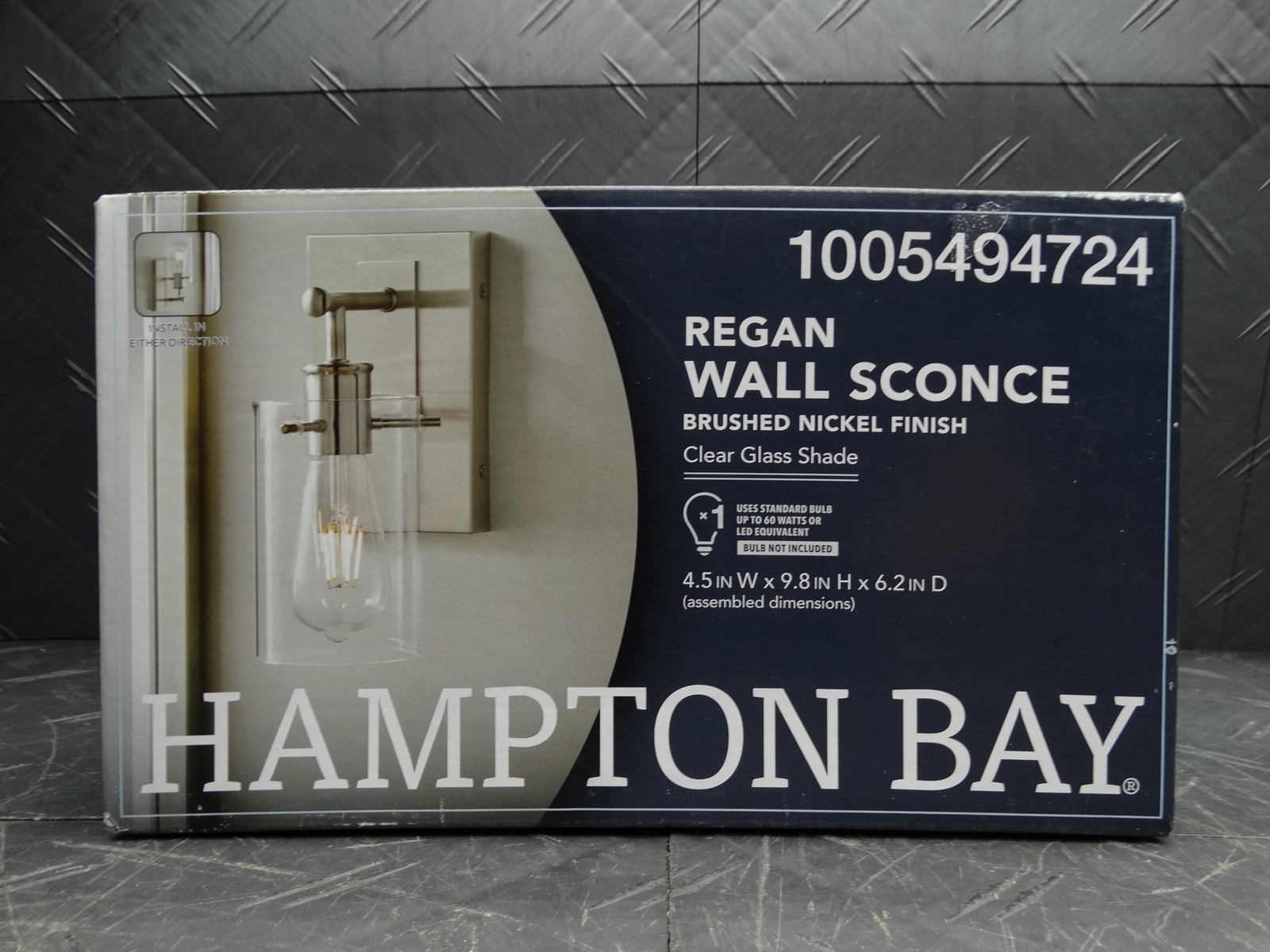 Hampton Bay Regan 4.5 in 1-Light Brushed Nickel Wall Bath Light with Clear Shade