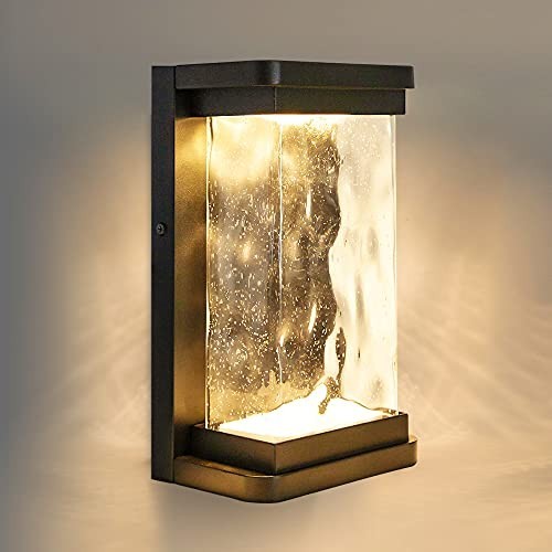 LED Wall Light 795 Lumens 3000K Warm White Seeded Glass Modern Porch Sconce
