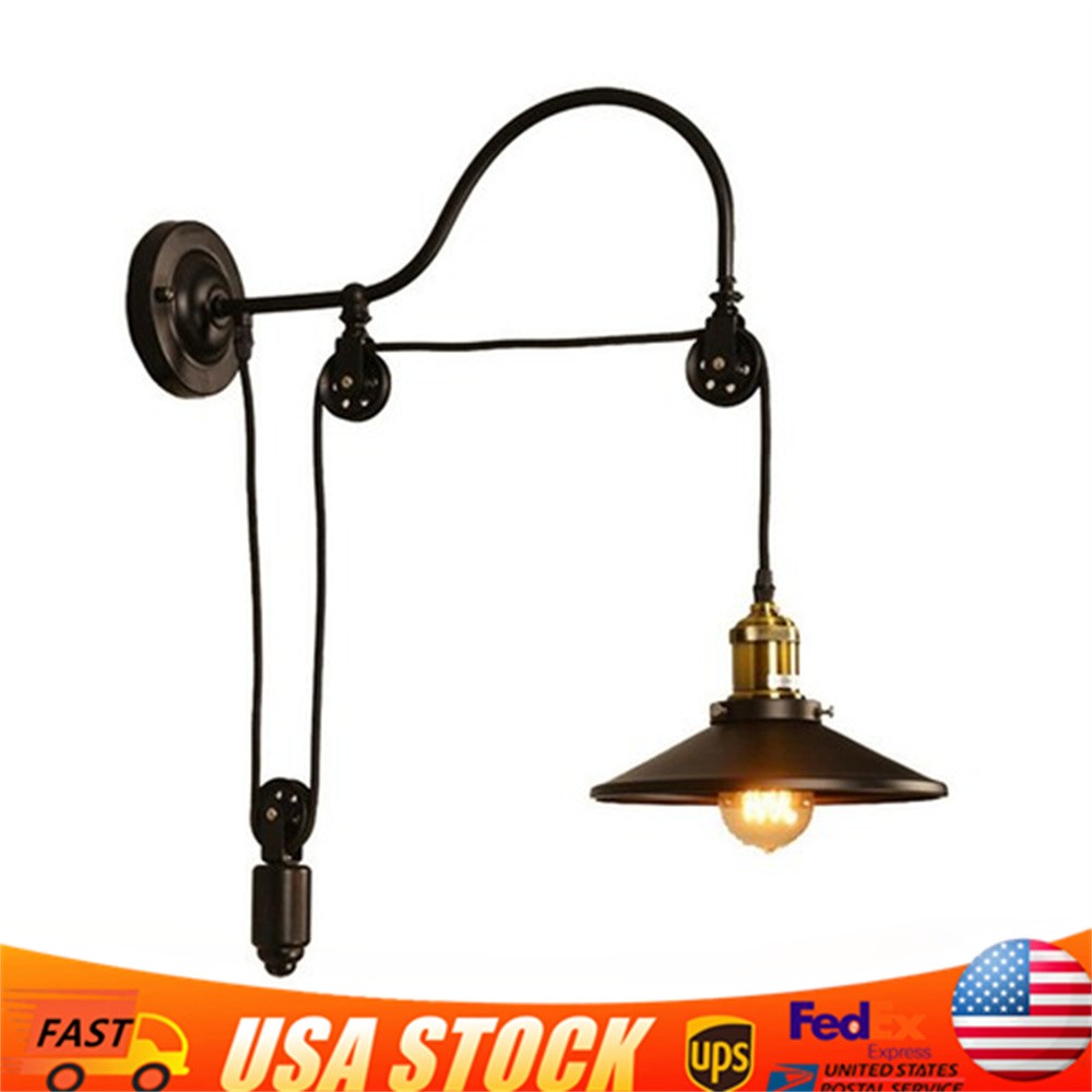 Vintage Wall Sconce Lamp Wall Hanging Light Wall Mounted Pulley Light Fixture