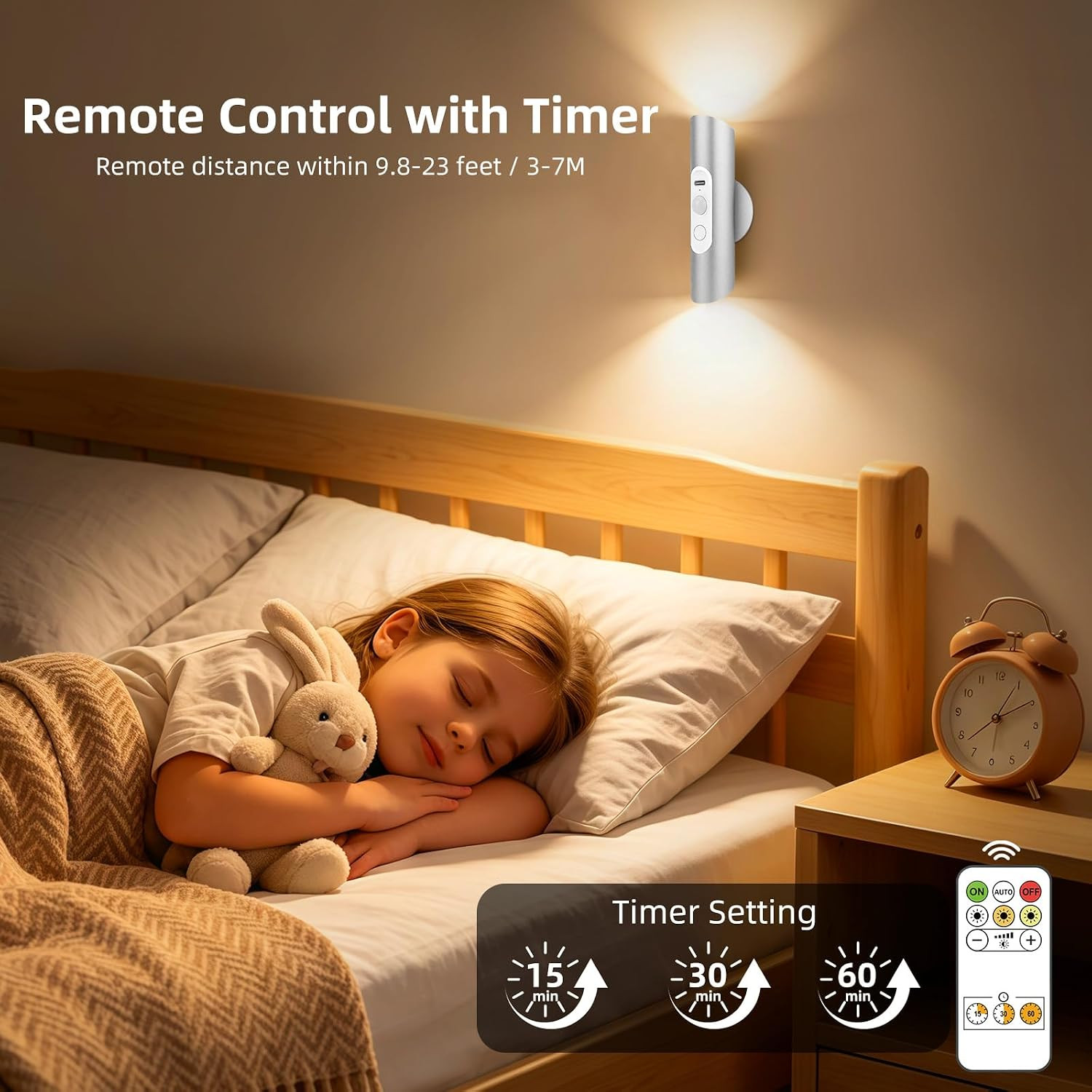 Dimmable Rechargeable Motion Sensor Wall Lights Set of 2 with Remote Control