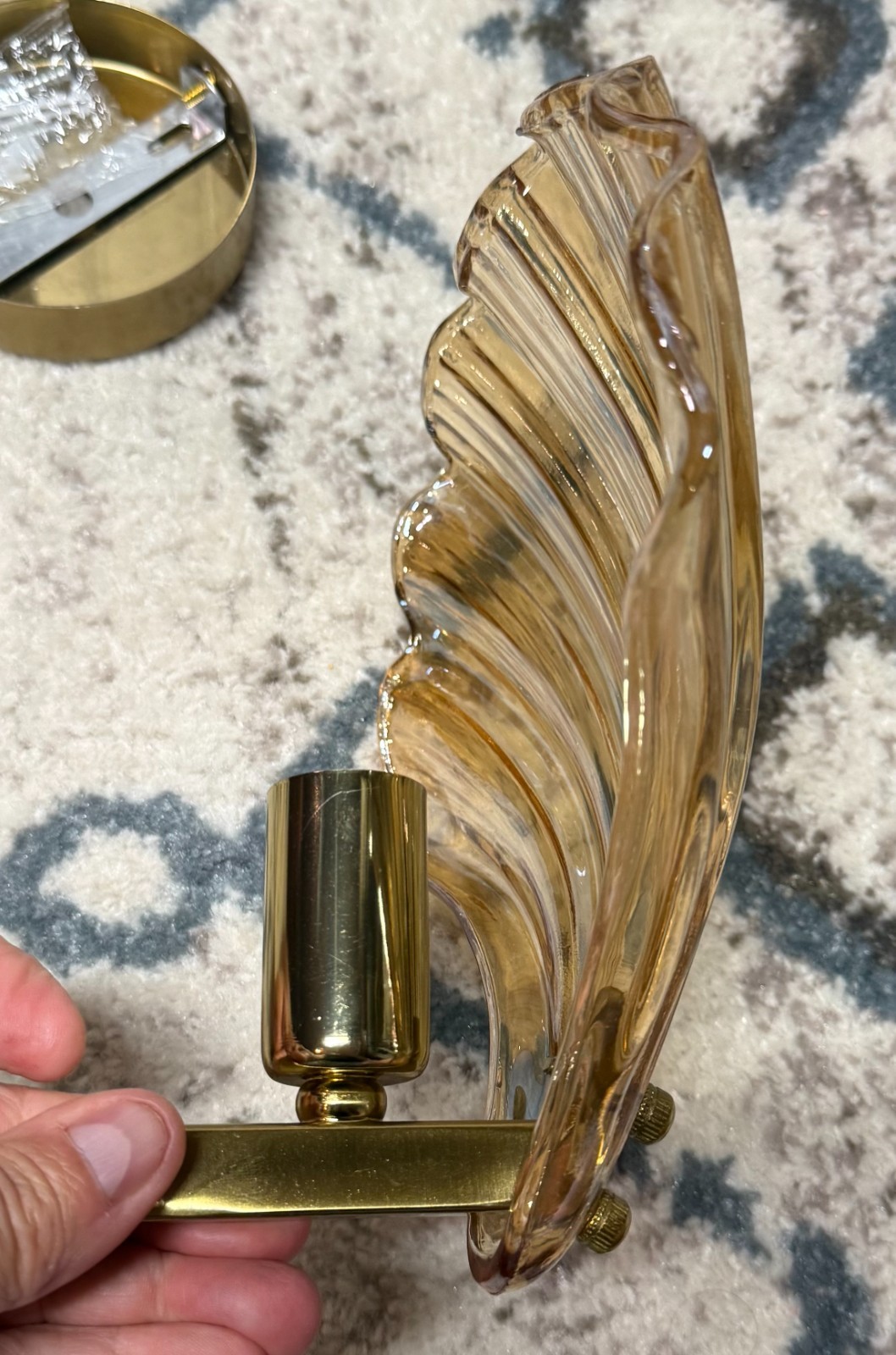 NEW Art Deco Lighting Amber Glass Shell Wall Lamp Mounted Light Sconce
