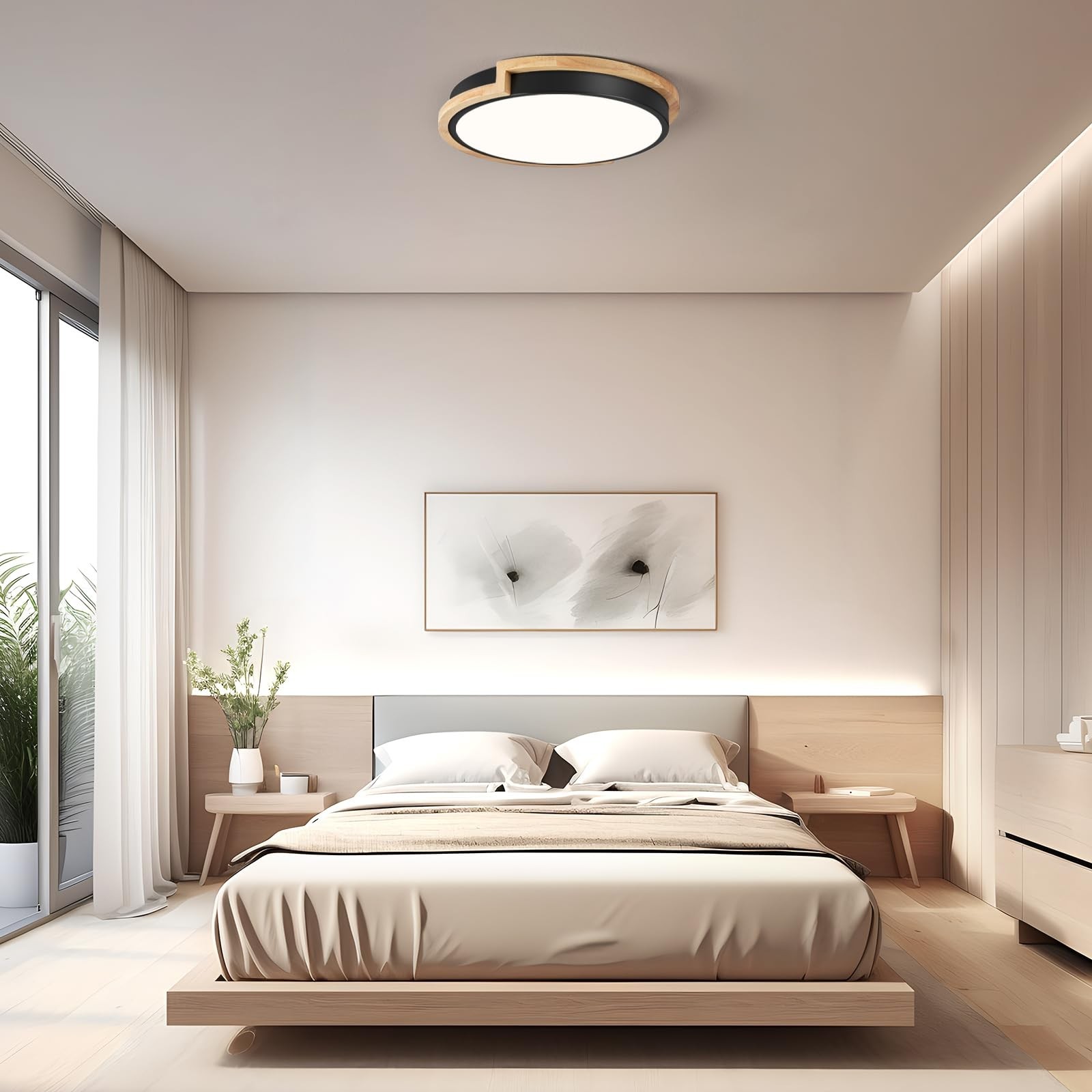 Modern LED Close to Ceiling Light, Round Shape Flush Mount Ceiling Light Fixt…