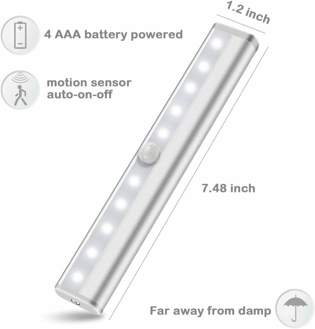 Wireless Under Cabinet Lighting LED Motion Sensor Battery Operated Closet 4pack