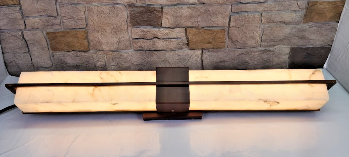 Justice Design Group BAC-9055-DBRZ Alabaster Rocks 30″ LED Vanity Light MCM