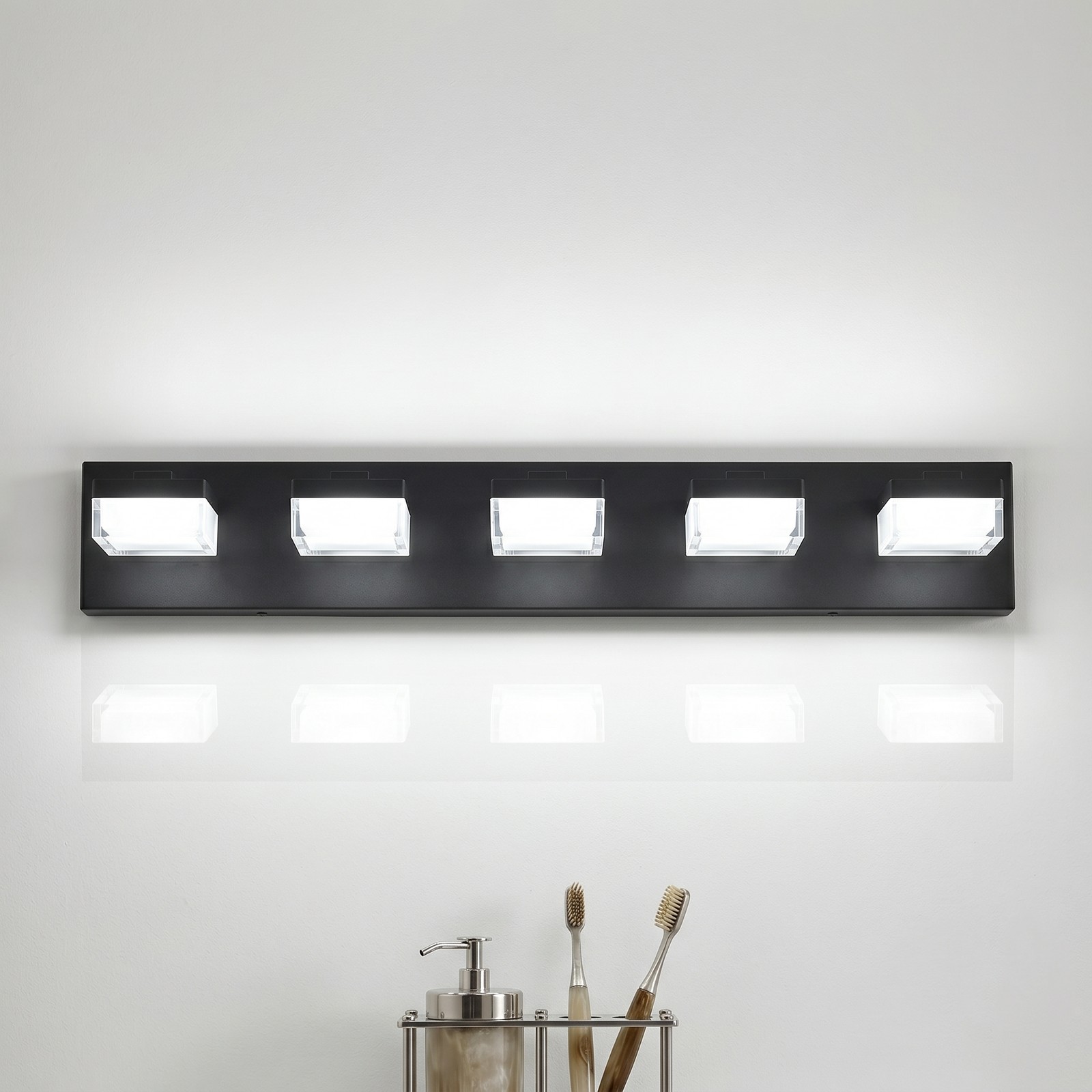 31» Matte Black Vanity Light 5 Lights LED Bathroom Mirror Wall Sconce Fixture