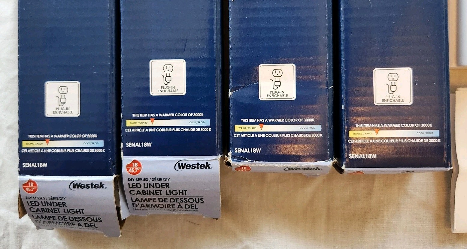 4 AmerTac Westek SENA-L18W-N1 Under Cabinet LED 1056 Lumens 10W Warm Light 3000K