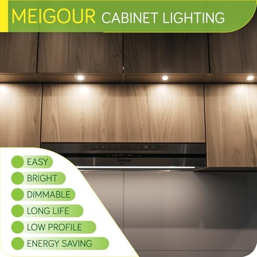 Under Cabinet Lights, Round LED Pucks for Closet Shelf Curio Warm White 2700K