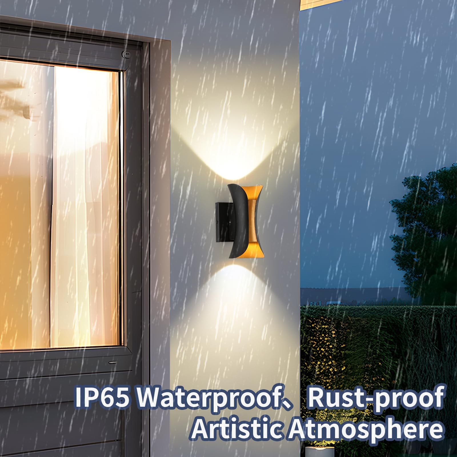 Wall Sconce Modern Indoor Outdoor Lights,7.9 inch IP65 Black and Gold LED Pat…