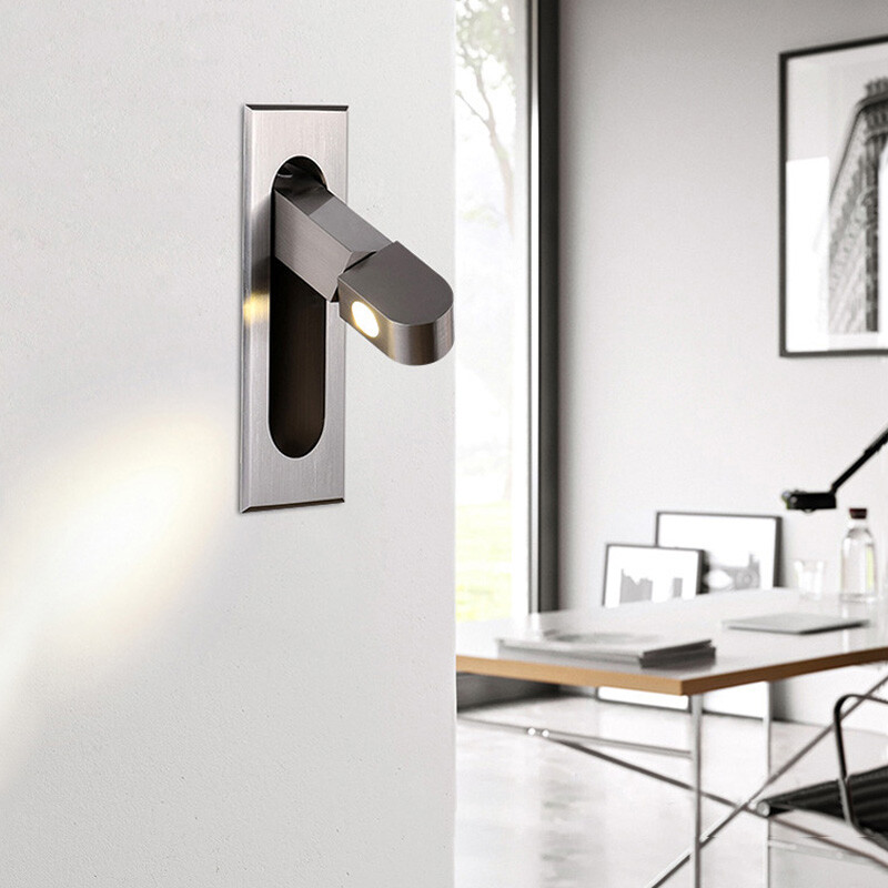 3W LED Wall Recessed Fixture Bedside Light Adjustable Headboard Lamp Switch Shop