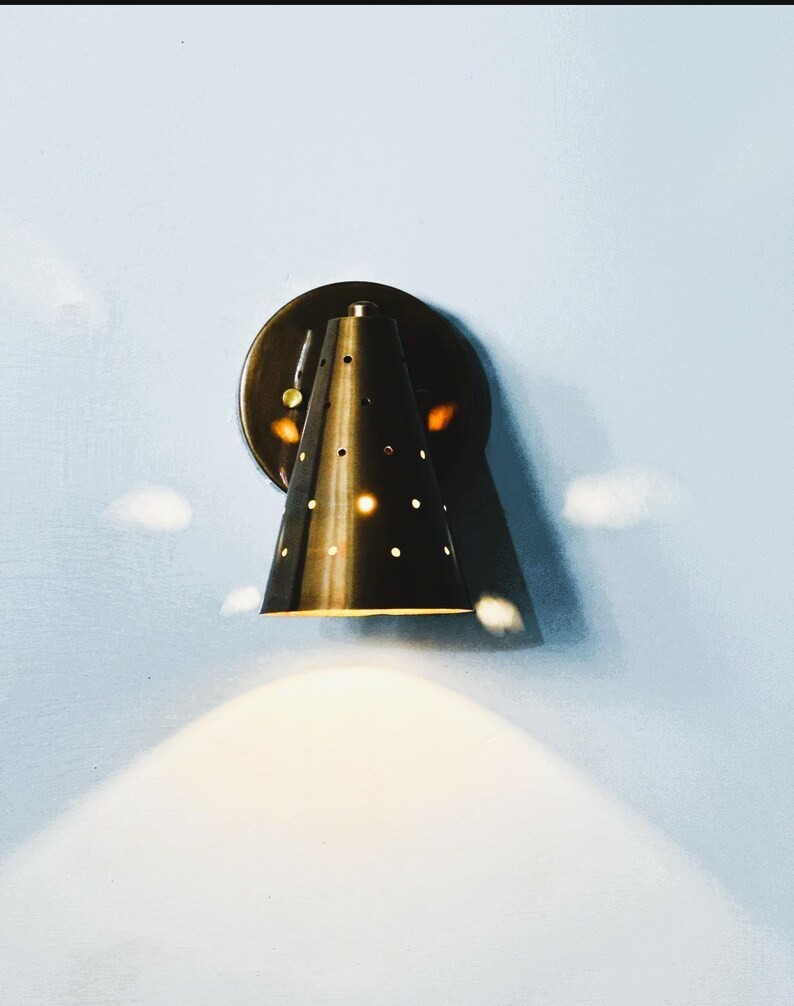 Italian Style Raw Brass Wall Sconce Mid-Century Modern Cone Light
