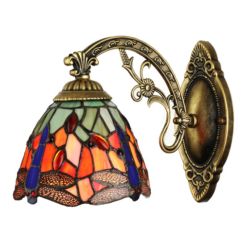 European Retro Wall Sconce Stained Glass Shade Wall Lamp Wall Light Tiffany Lamp