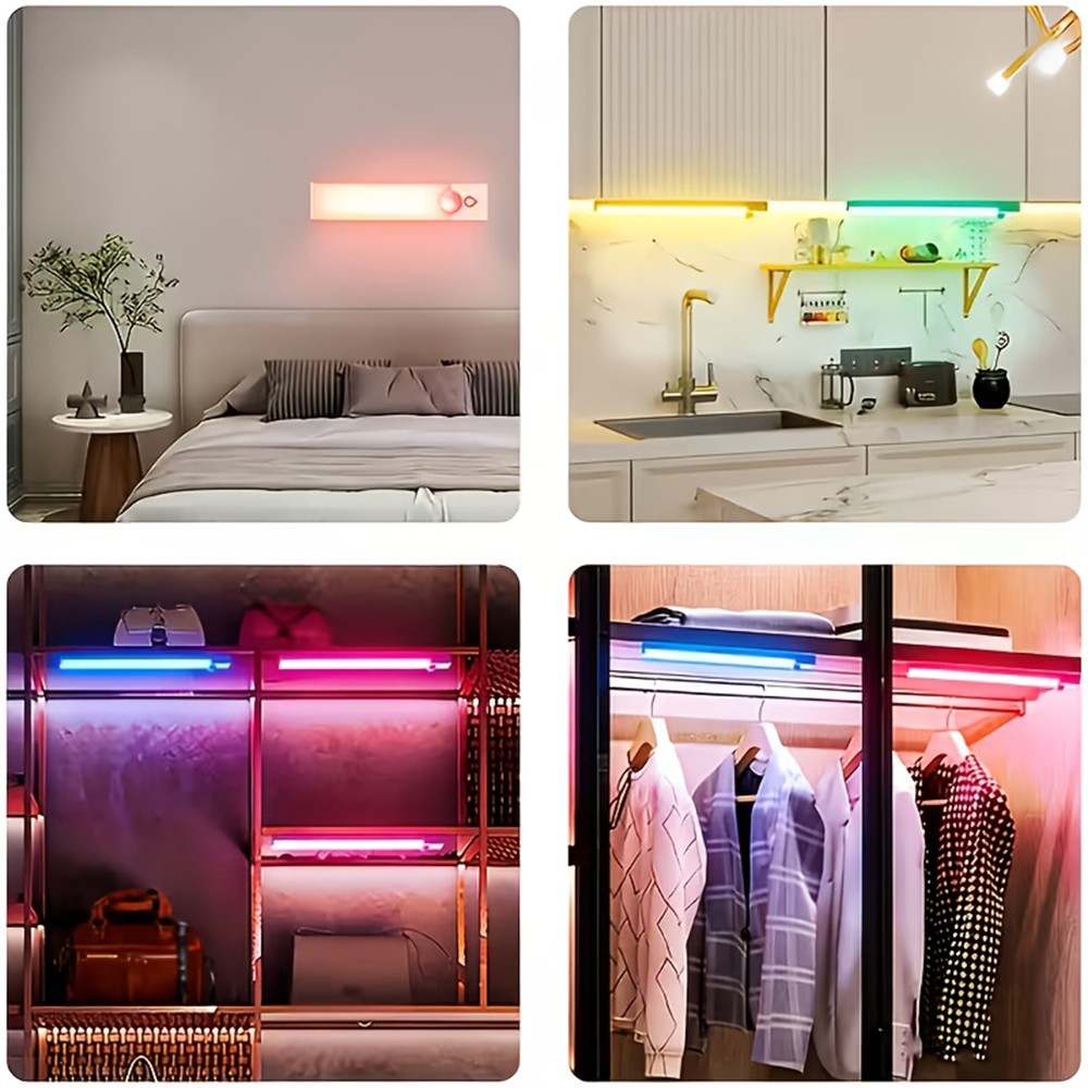 4x 30CM LED Light Bars RGB Shelf Lights for Night Ambient Lighting Mood Lighting