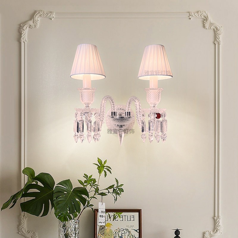 French Crystal Wall Lamp Luxury Crystal Chandelier Wall Sconce Polished Chrome