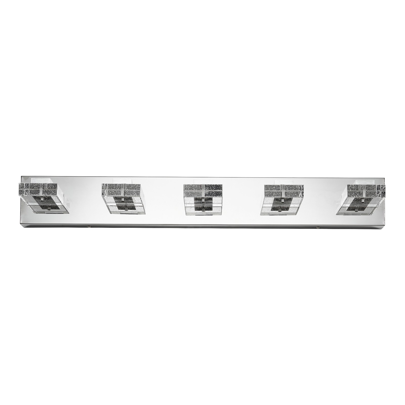 Modern 31 inch Vanity 5 Light Chrome Bubble Crystal Bathroom Mirror Wall Fixture