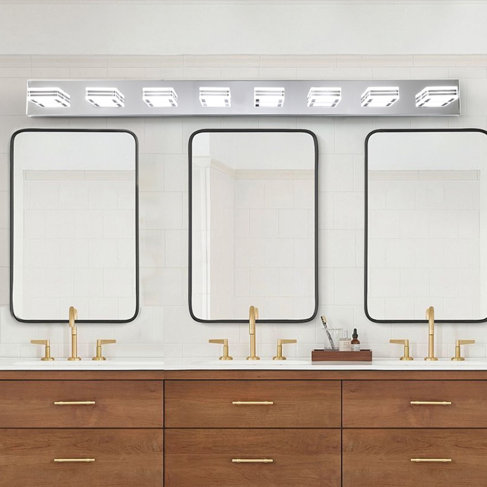 8 Lights 52″ Modern Chrome Vanity Light Bathroom Mirror LED Wall Lamp Fixture UL