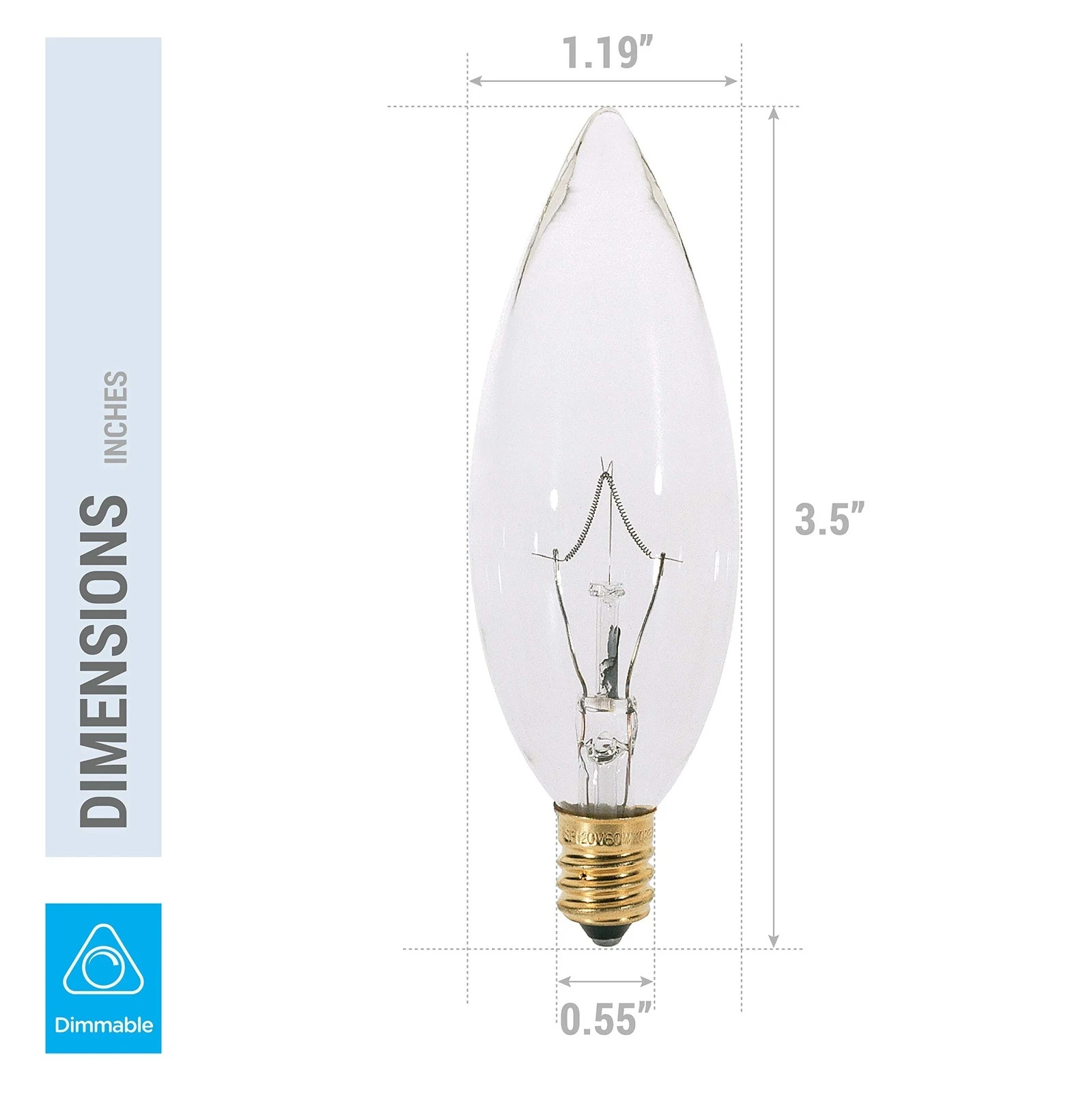 Pack of 6 Clear European Base E14 Torpedo Tip 120V Chandelier Bulbs – Straigh…