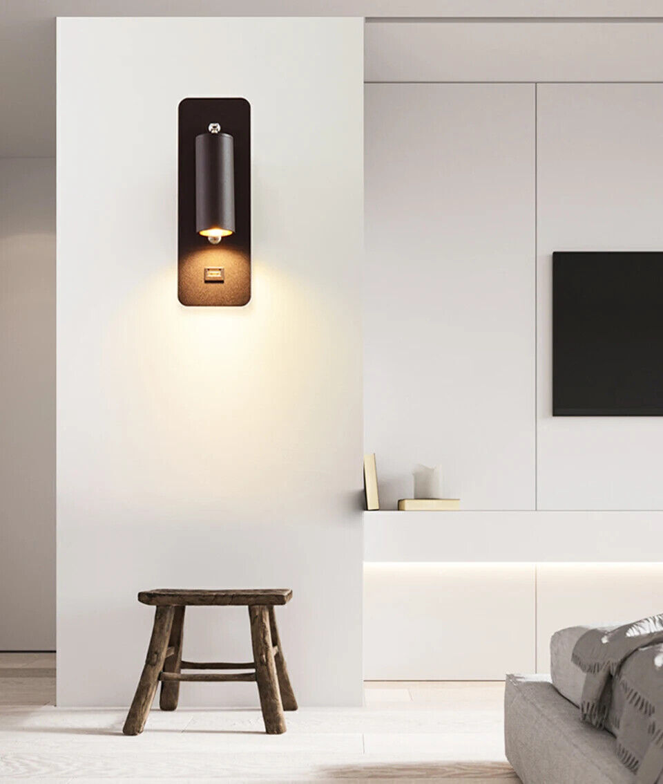 LED Wall Light Modern Indoor 110V 220V 7W 9W W/ Switch Bedroom Bedside USB Lamps