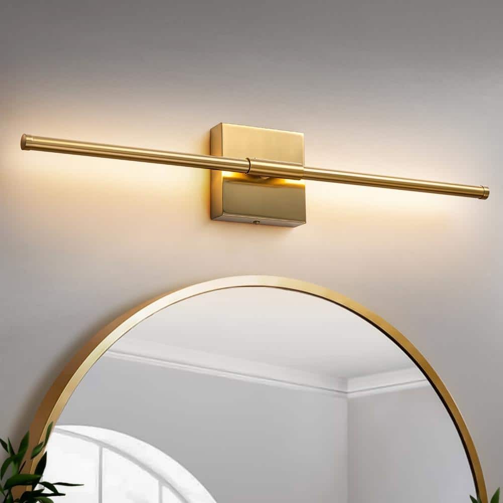 RRTYO 23.6 in. 1-Light Gold LED Bathroom Vanity Light Sconce w/ Backplate